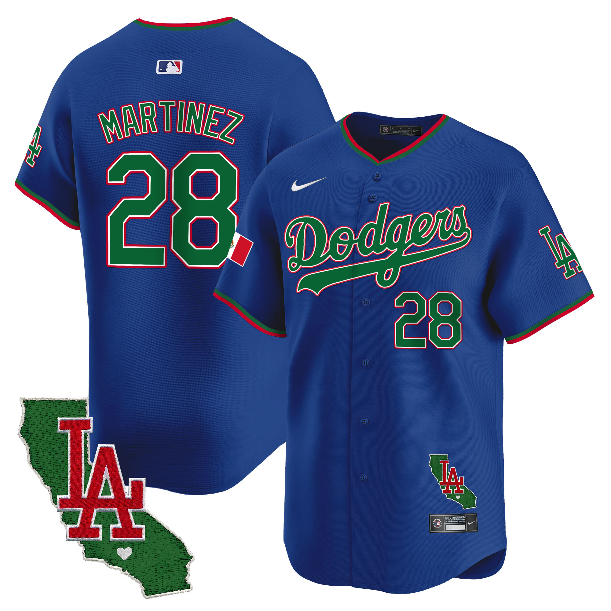 Men's Dodgers Mexico California Patch Vapor Premier Limited Jersey V4 - All Stitched