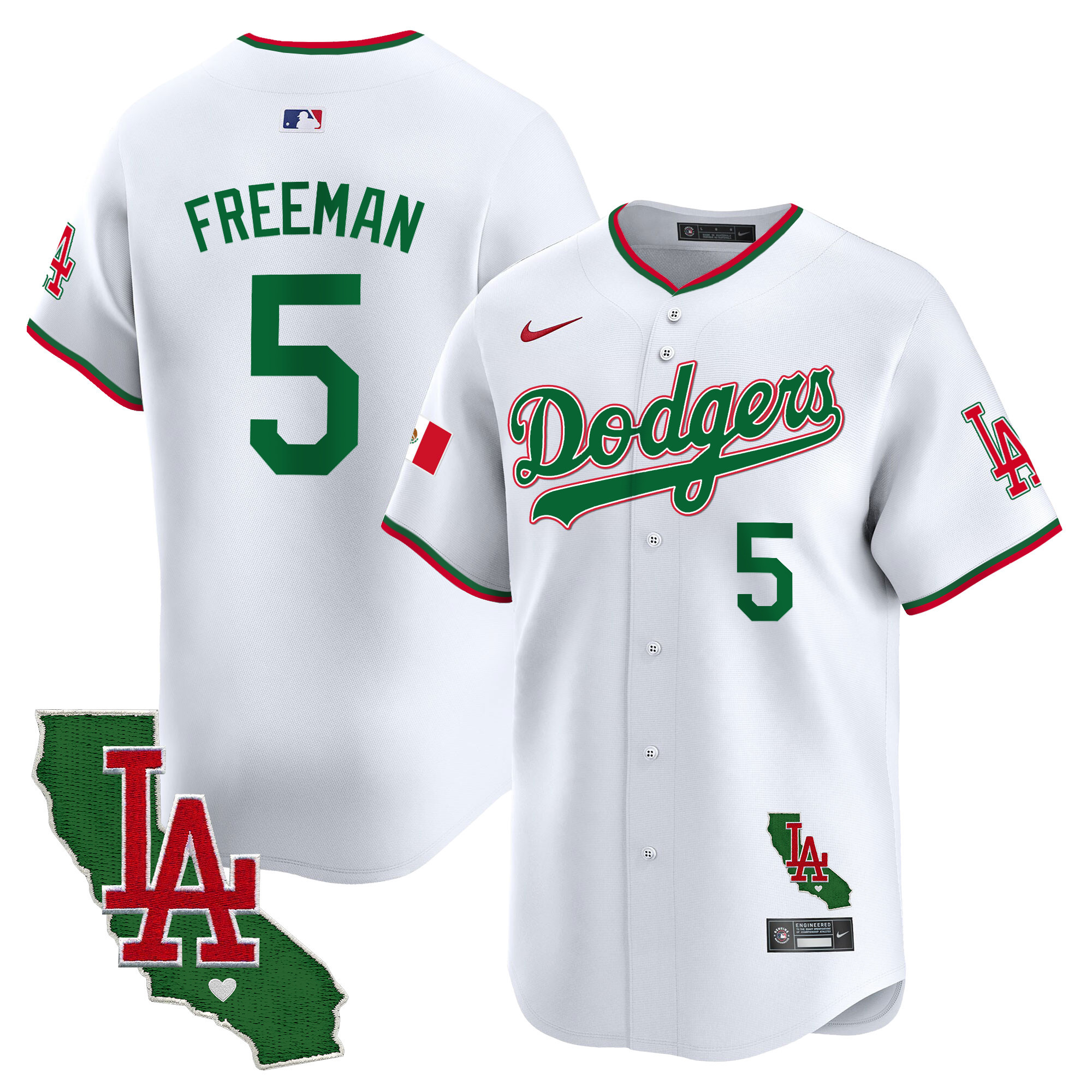 Men's Dodgers Mexico California Patch Vapor Premier Limited Jersey V4 - All Stitched