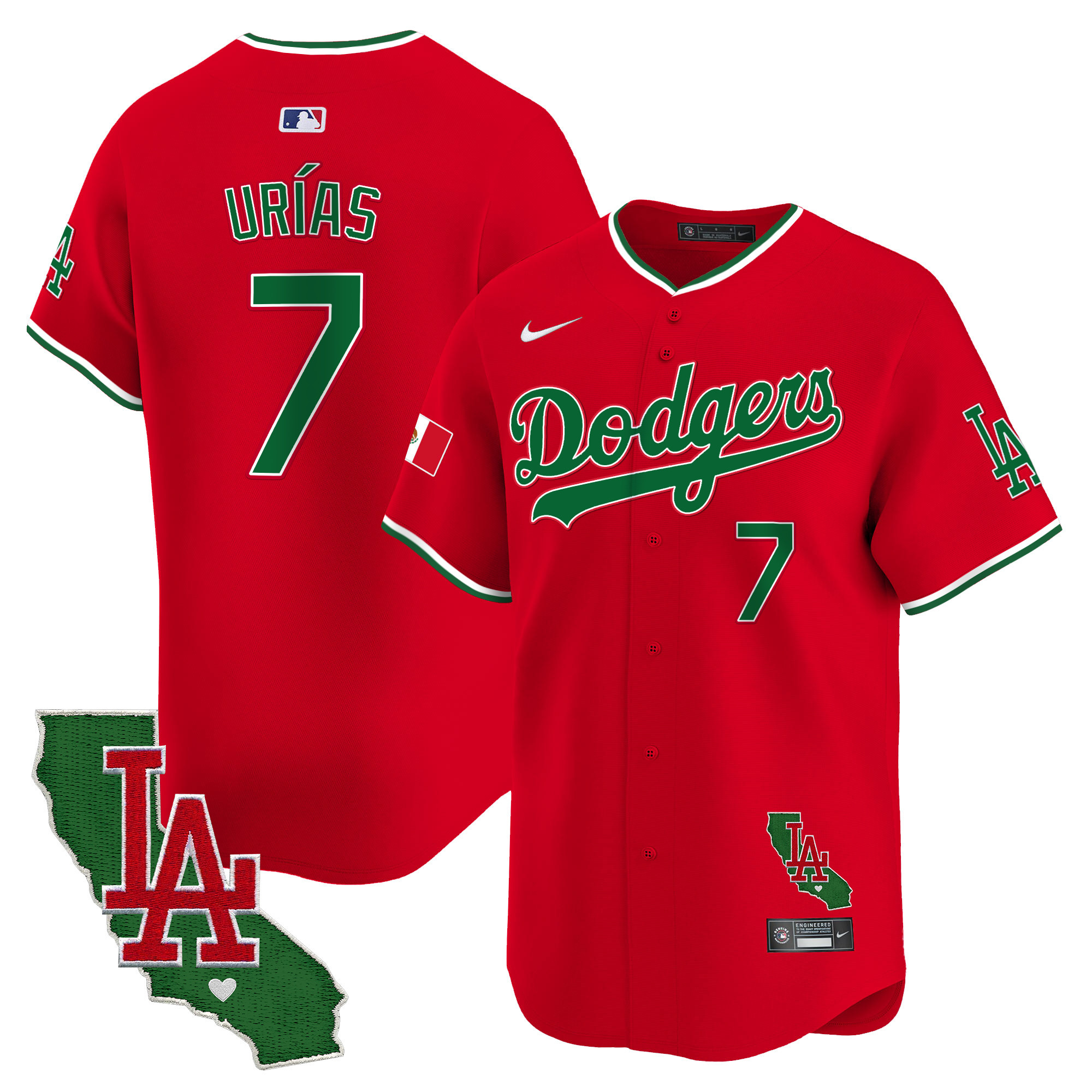 Men's Dodgers Mexico California Patch Vapor Premier Limited Jersey V4 - All Stitched