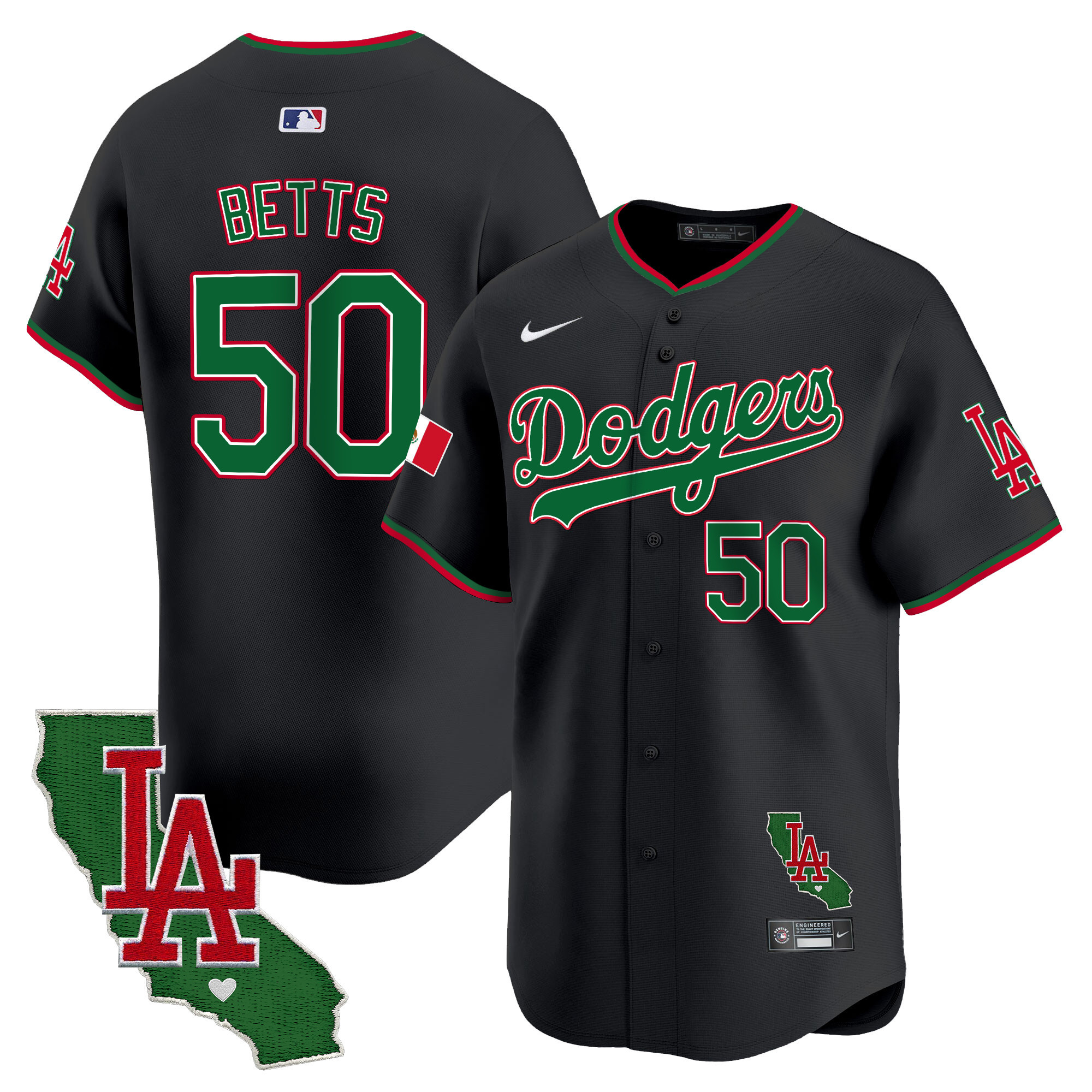 Men's Dodgers Mexico California Patch Vapor Premier Limited Jersey V4 - All Stitched