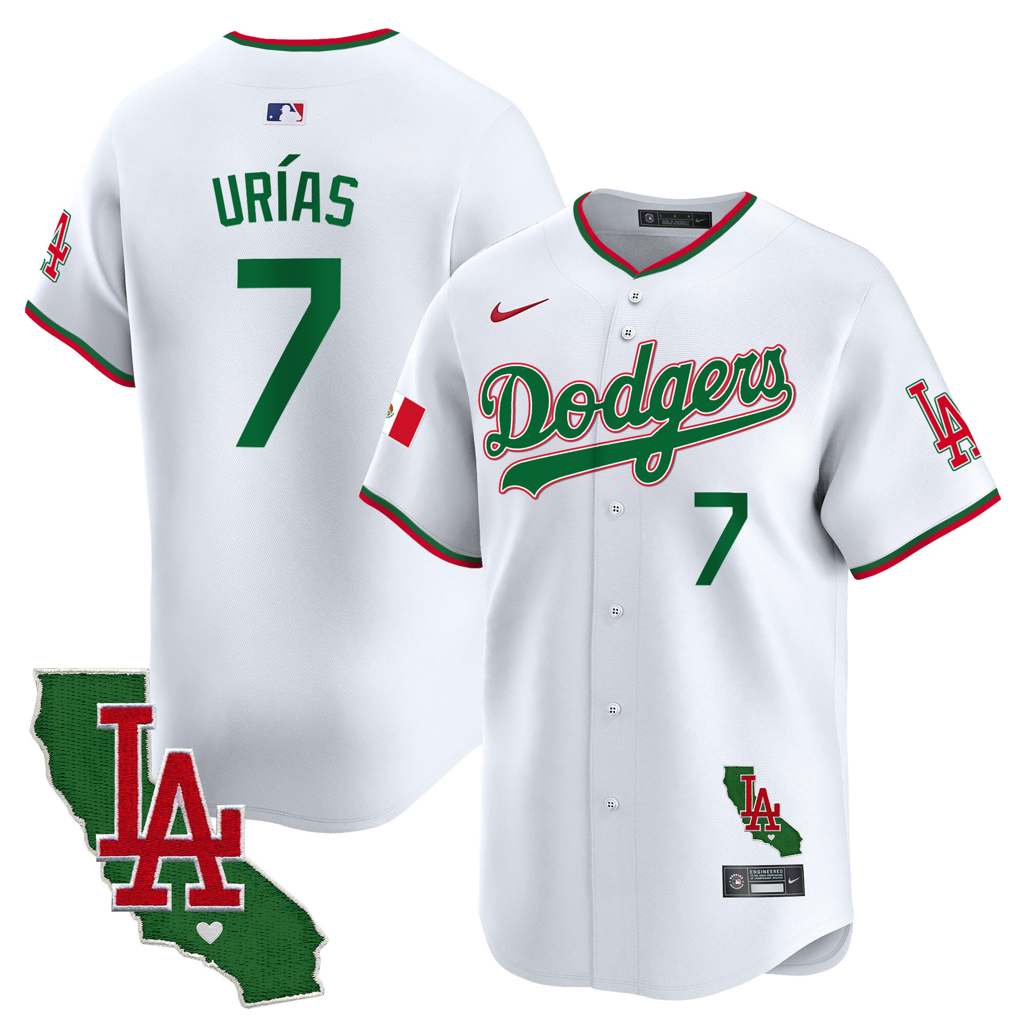 Men's Dodgers Mexico California Patch Vapor Premier Limited Jersey V4 - All Stitched