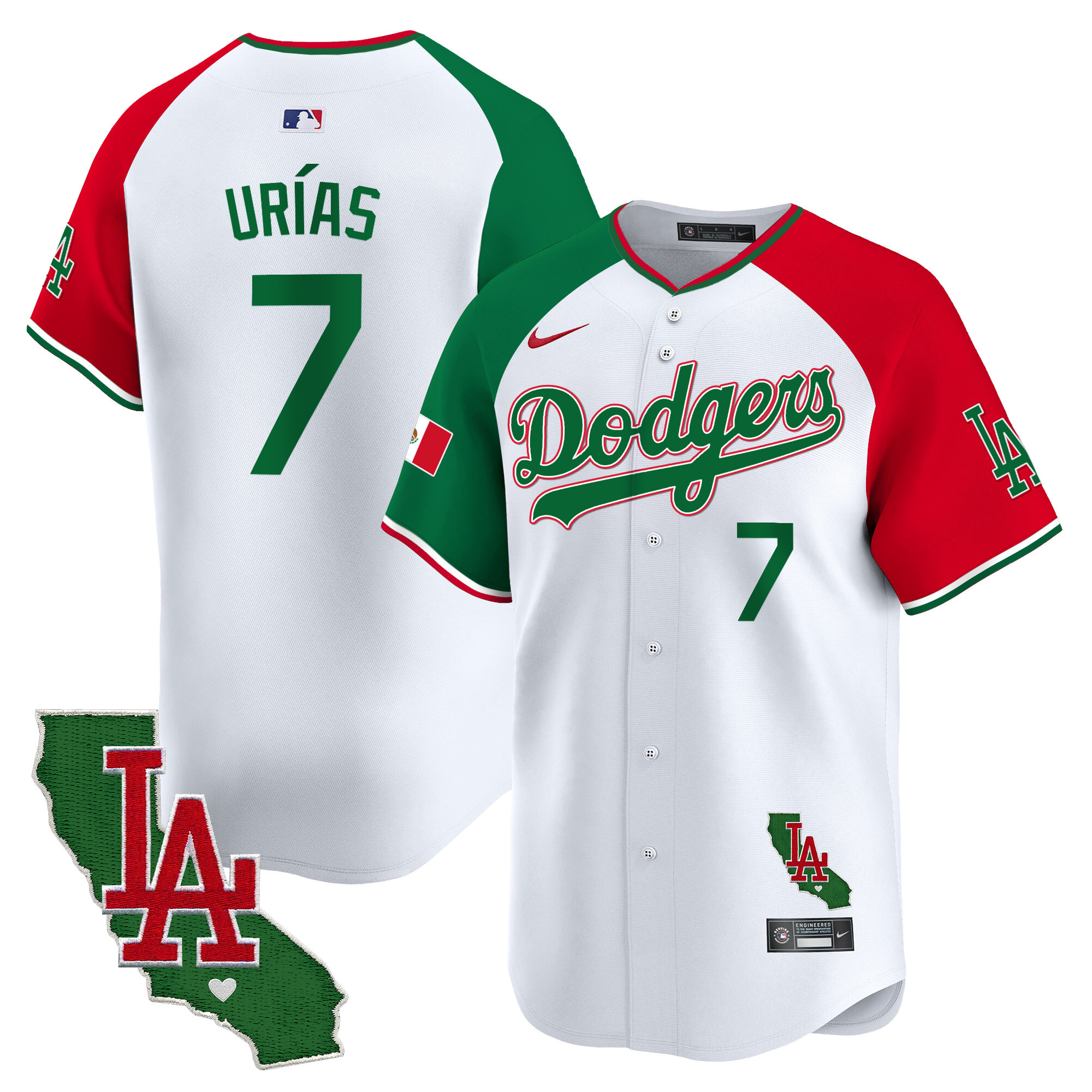 Men's Dodgers Mexico California Patch Vapor Premier Limited Jersey V4 - All Stitched