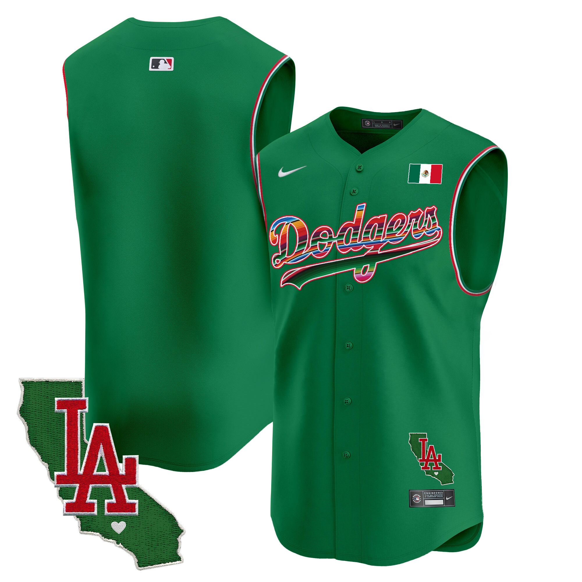 Men's Dodgers Mexico California Patch Vapor Premier Sleeveless Jersey - All Stitched