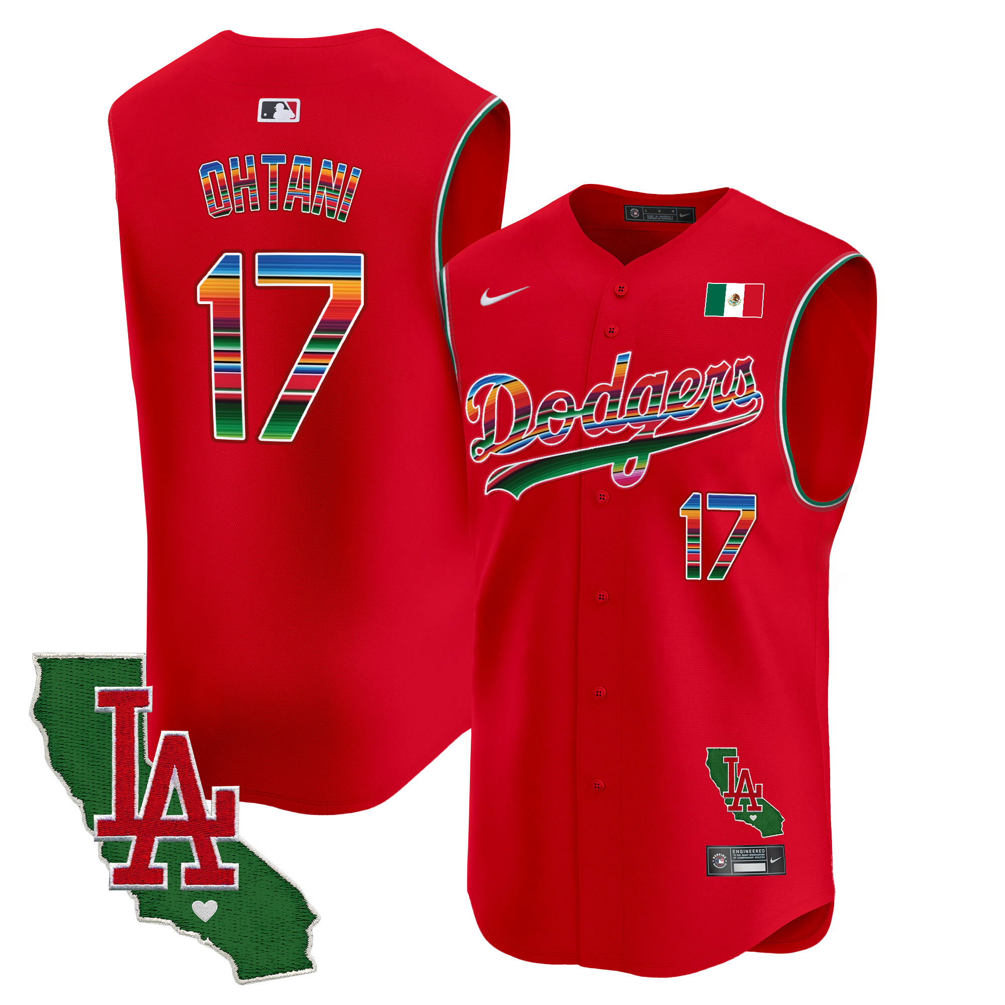 Men's Dodgers Mexico California Patch Vapor Premier Sleeveless Jersey - All Stitched