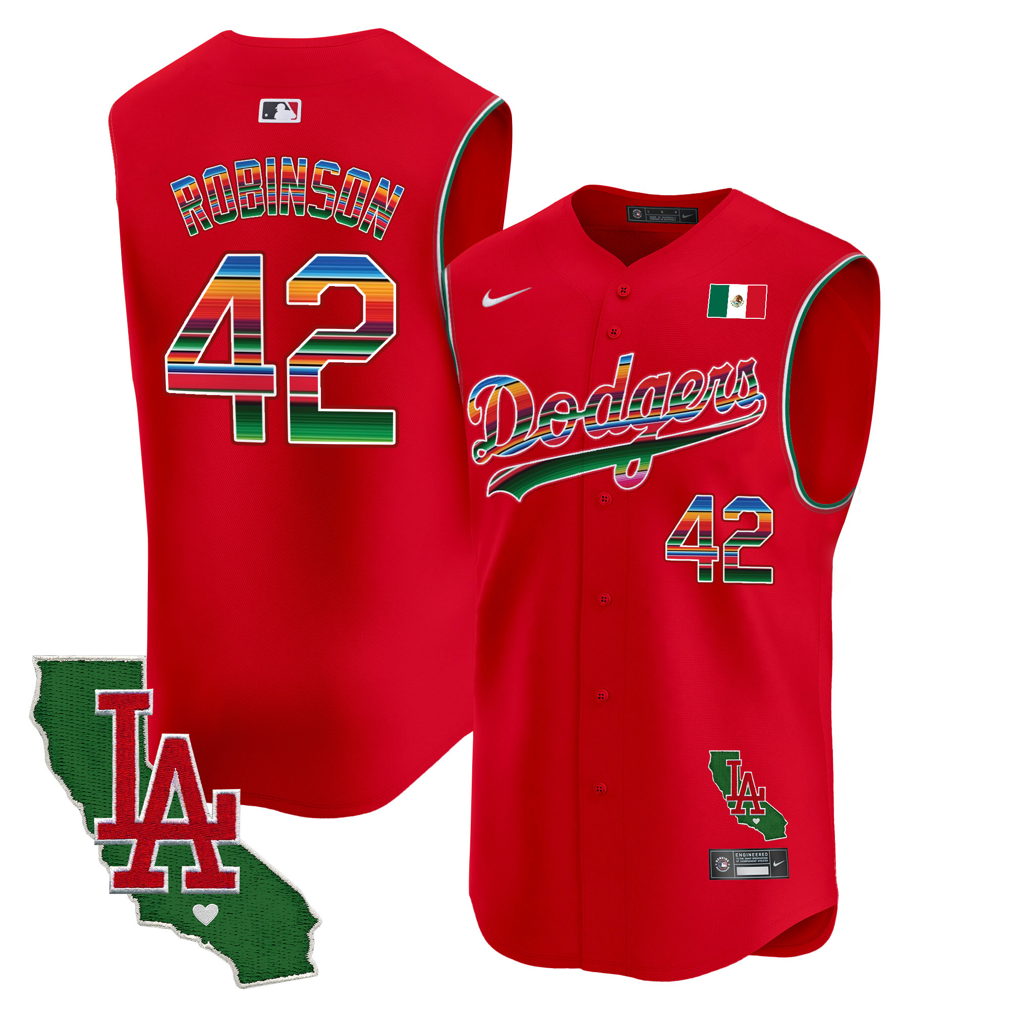 Men's Dodgers Mexico California Patch Vapor Premier Sleeveless Jersey - All Stitched
