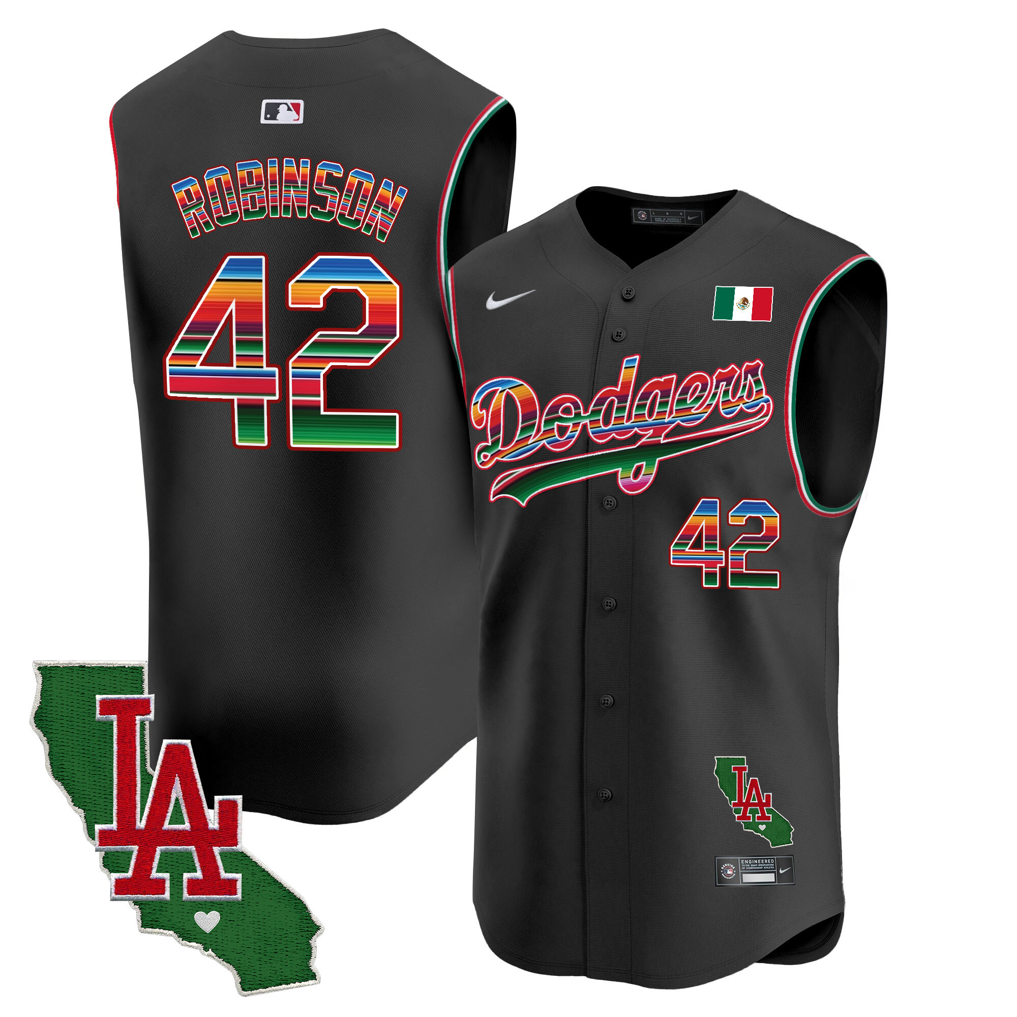 Men's Dodgers Mexico California Patch Vapor Premier Sleeveless Jersey - All Stitched