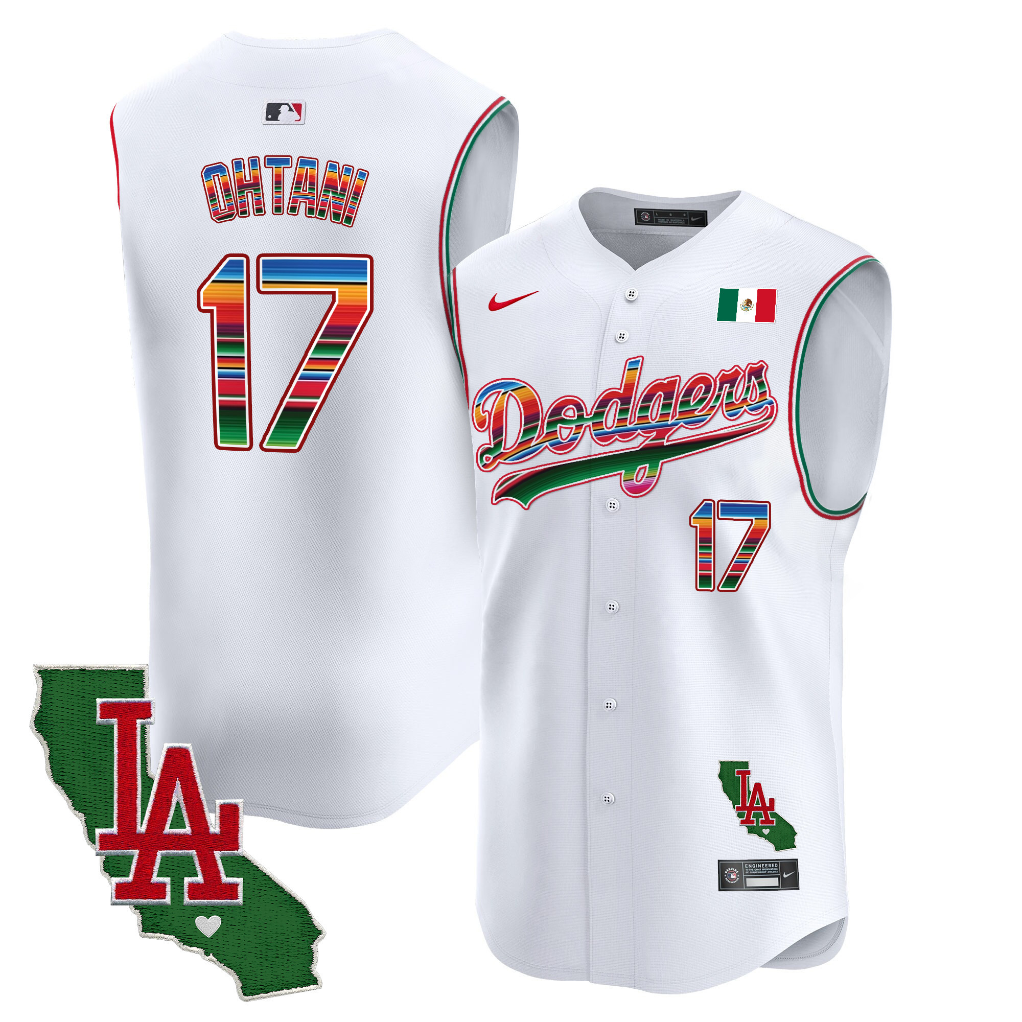 Men's Dodgers Mexico California Patch Vapor Premier Sleeveless Jersey - All Stitched