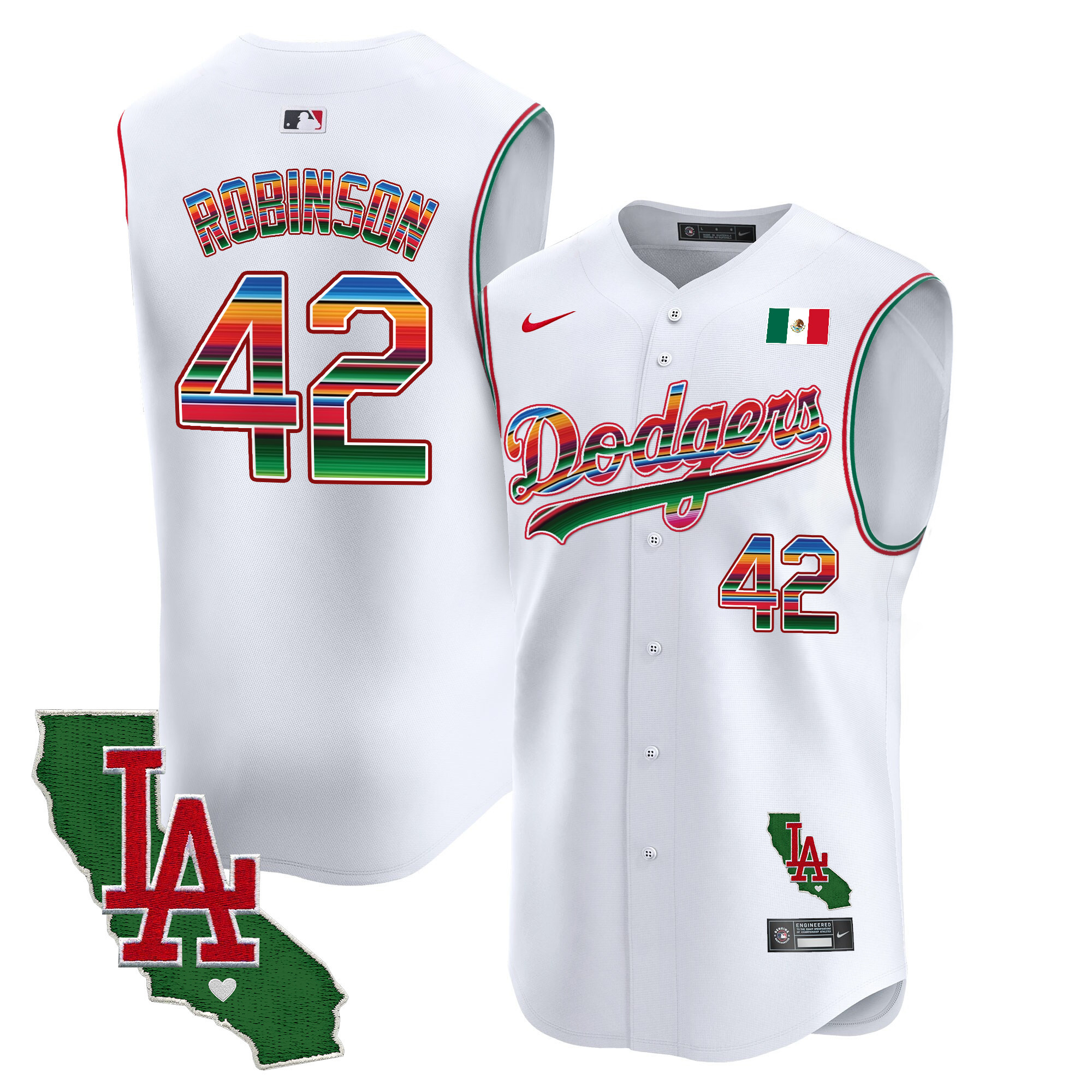 Men's Dodgers Mexico California Patch Vapor Premier Sleeveless Jersey - All Stitched