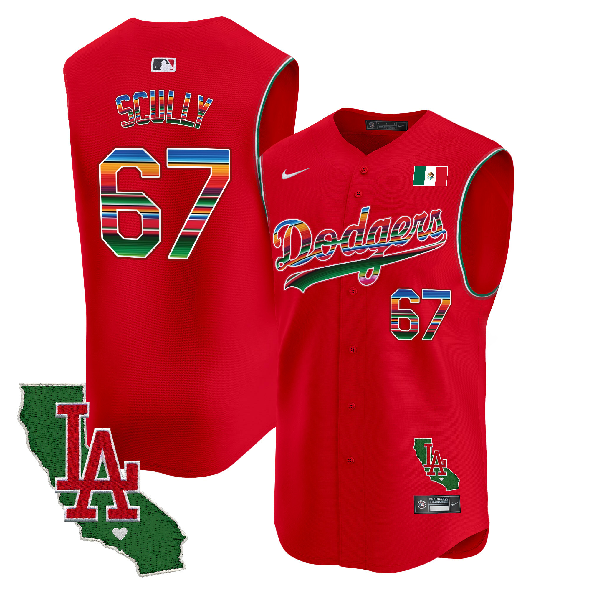 Men's Dodgers Mexico California Patch Vapor Premier Sleeveless Jersey - All Stitched