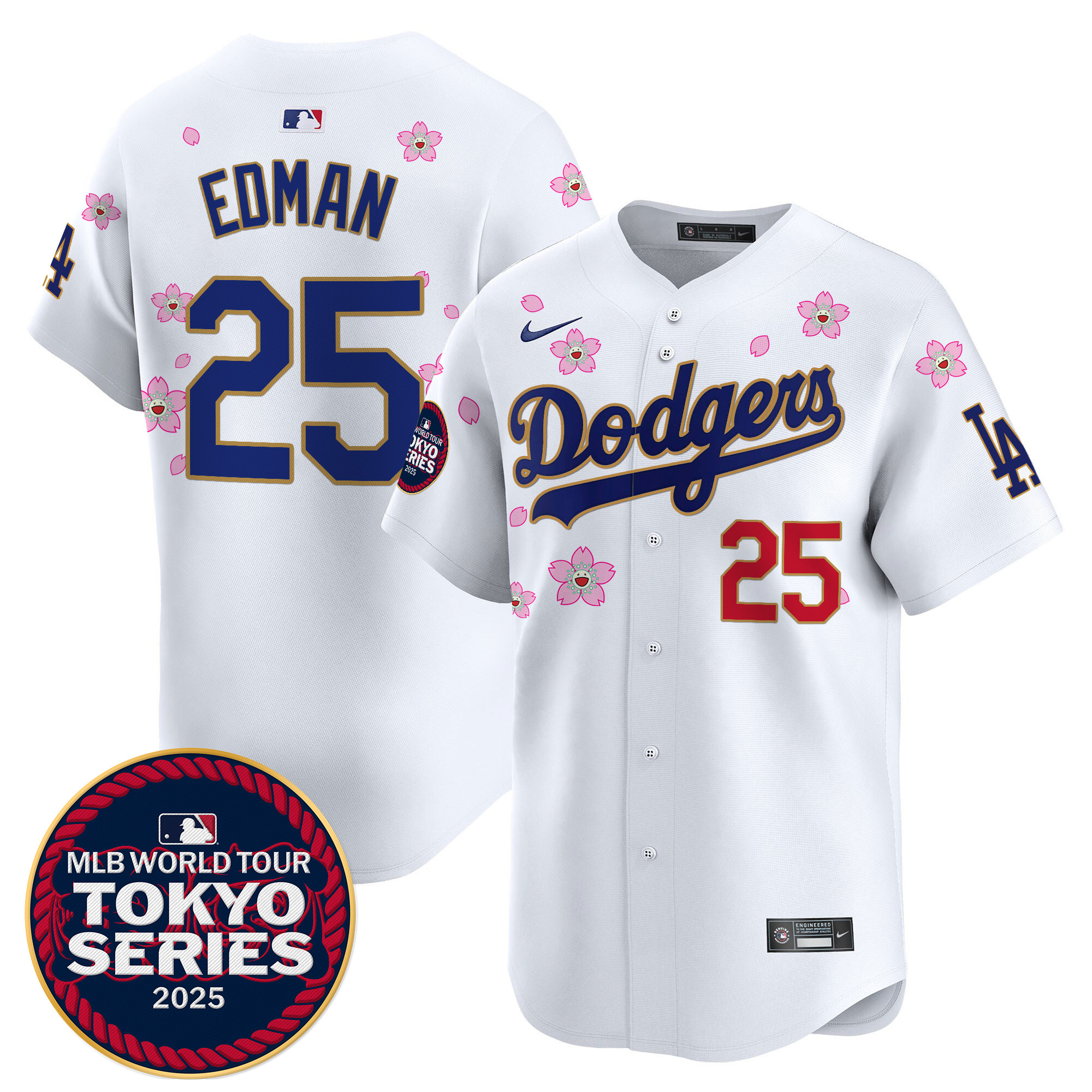 Men's Dodgers Tokyo Series 2025 Gold Trim Vapor Premier Limited Jersey - Stitched