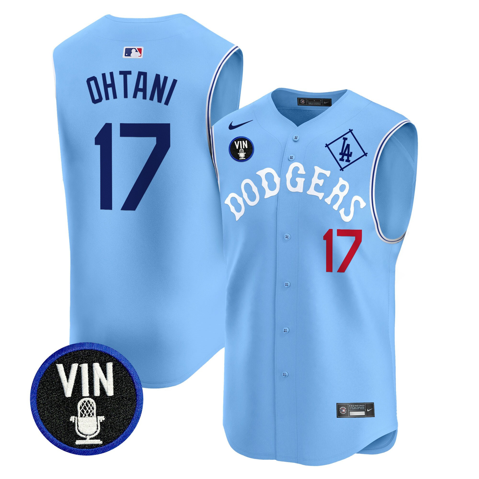 Men's Dodgers Tribute Vin Scully Patch Vapor Premier Sleeveless Jersey - All Stitched