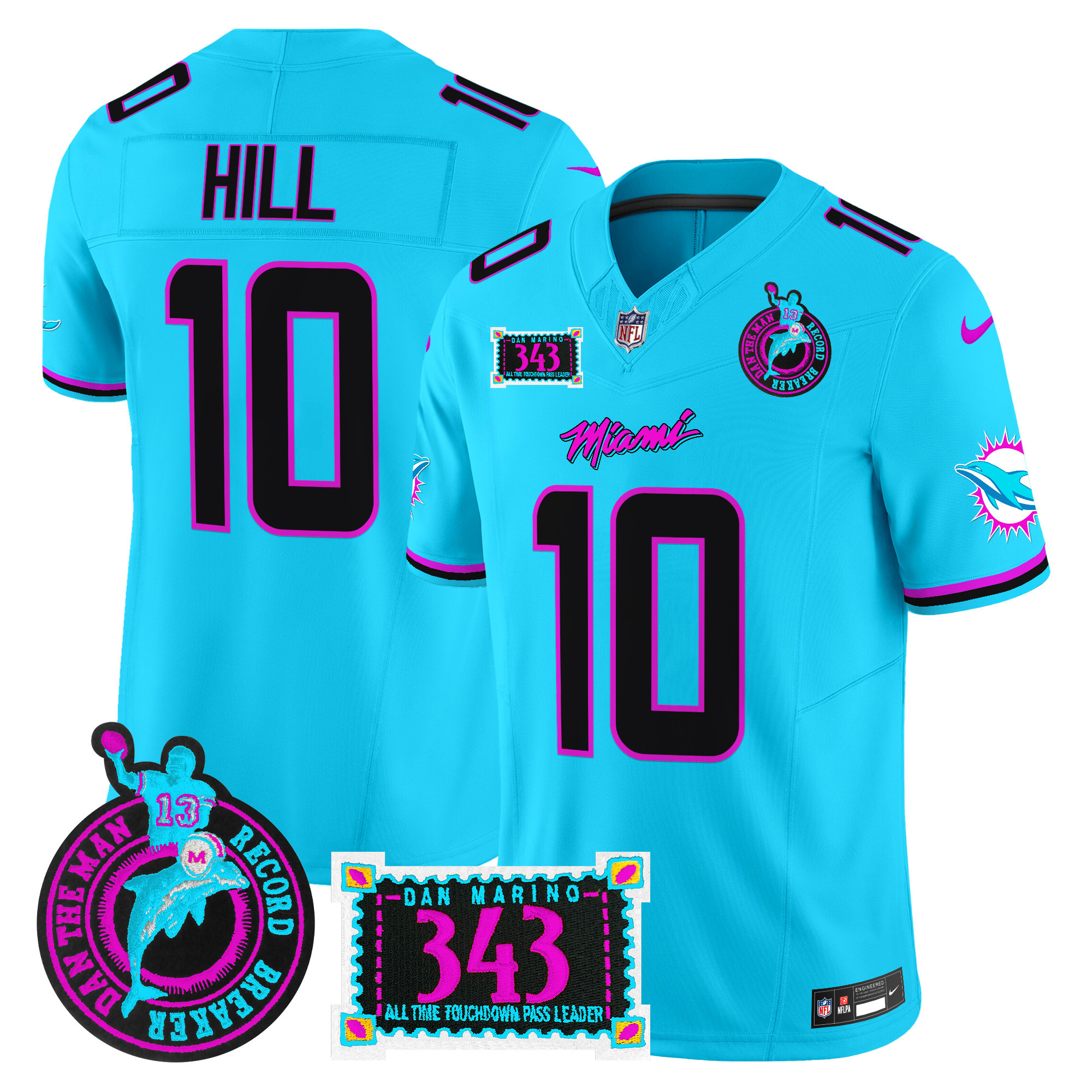 Men's Dolphins "Dan the Man Record Breaker" Patch Vapor Limited Jersey - All Stitched