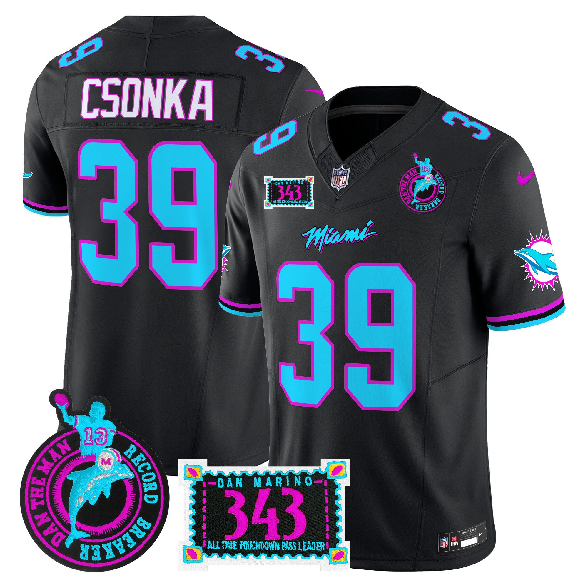 Men's Dolphins "Dan the Man Record Breaker" Patch Vapor Limited Jersey - All Stitched