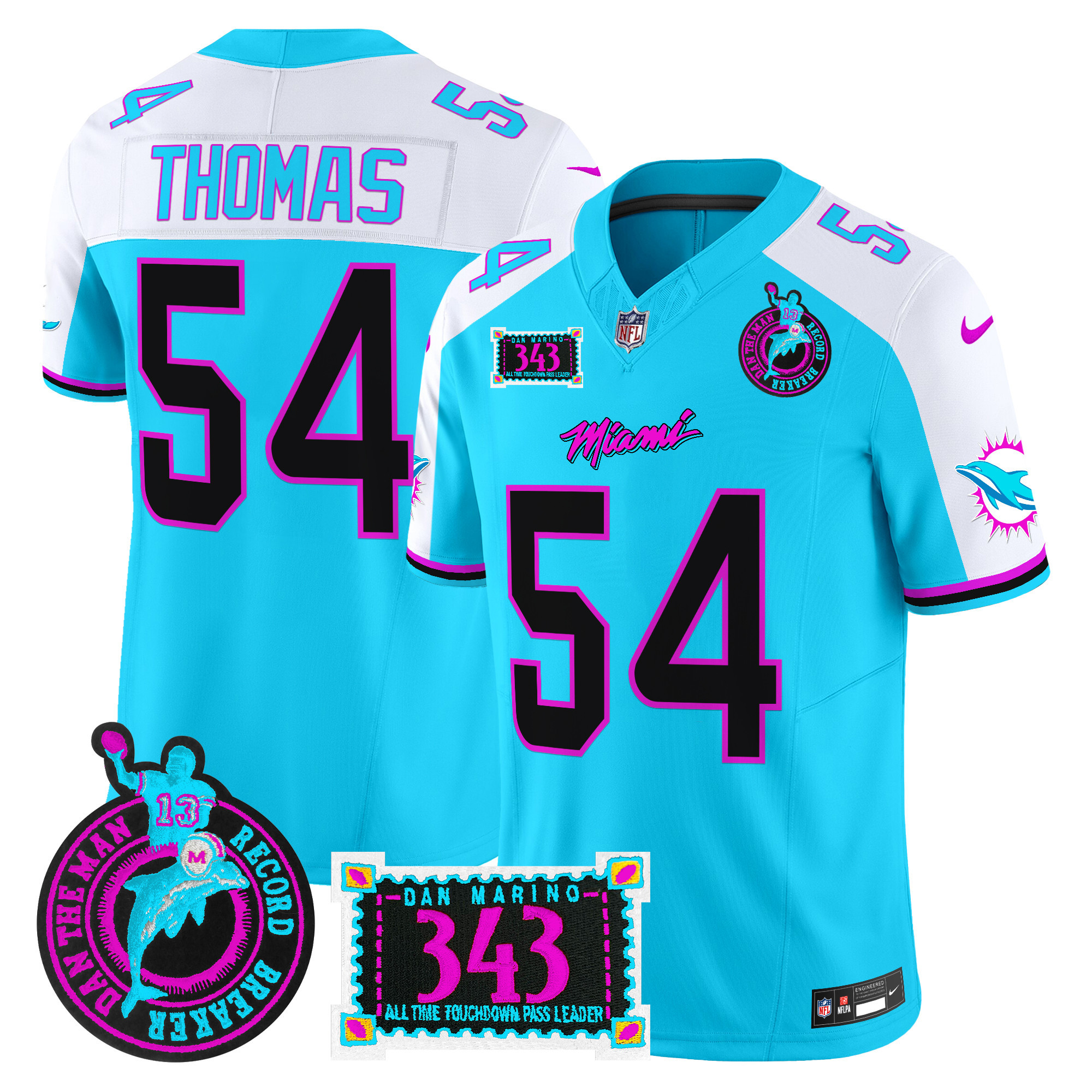 Men's Dolphins "Dan the Man Record Breaker" Patch Vapor Limited Jersey - All Stitched