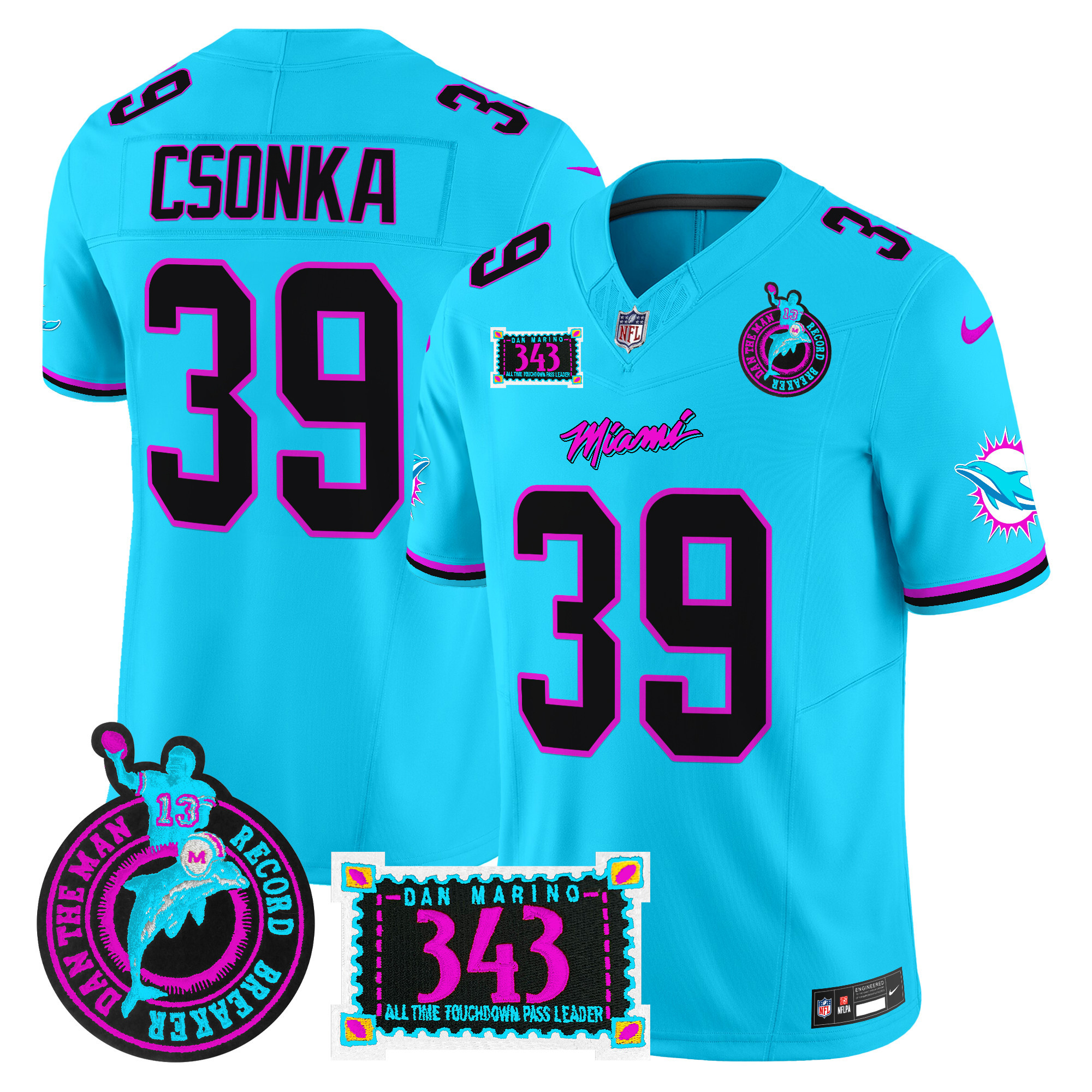 Men's Dolphins "Dan the Man Record Breaker" Patch Vapor Limited Jersey - All Stitched