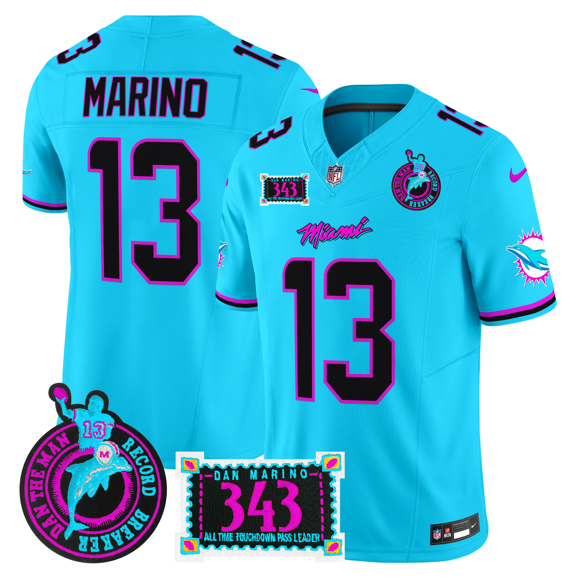 Men's Dolphins "Dan the Man Record Breaker" Patch Vapor Limited Jersey - All Stitched