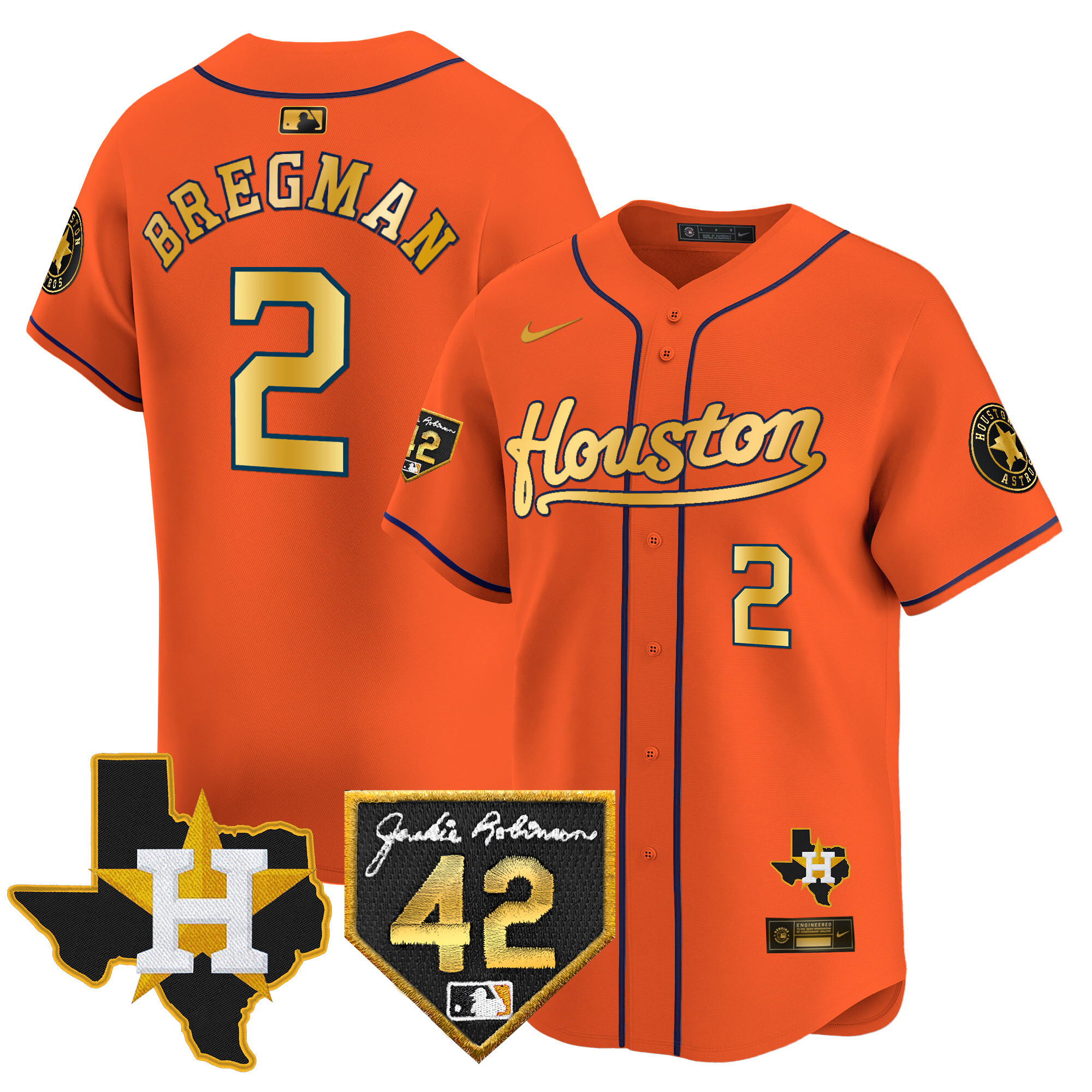 Men's Houston Astros 2024 Jackie Robinson Patch Vapor Premier Limited Jersey - All Stitched