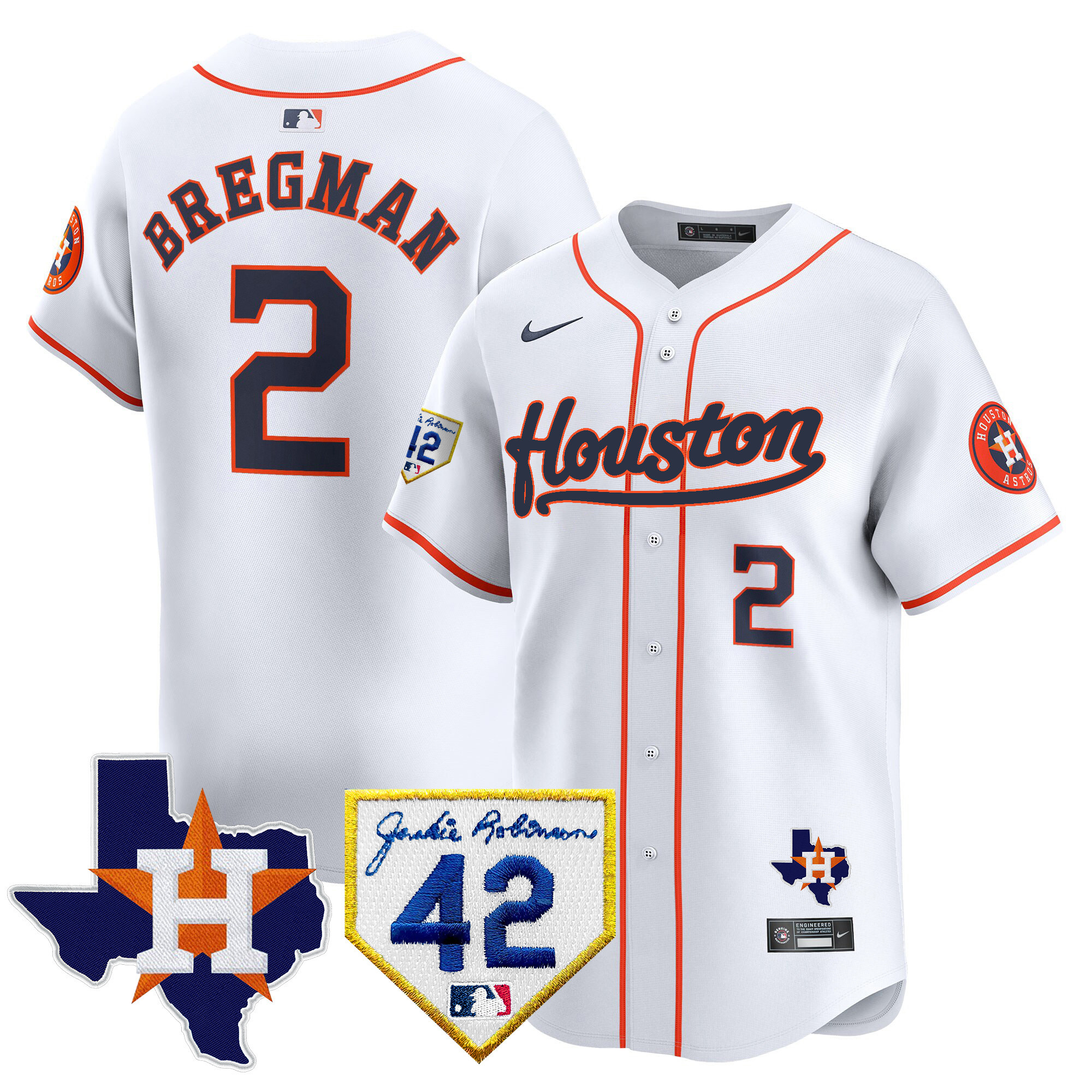Men's Houston Astros 2024 Jackie Robinson Patch Vapor Premier Limited Jersey - All Stitched