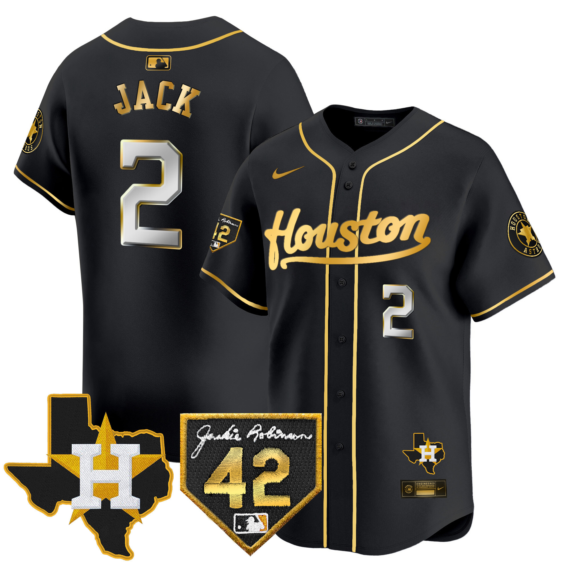 Men's Houston Astros 2024 Jackie Robinson Patch Vapor Premier Limited Jersey - All Stitched