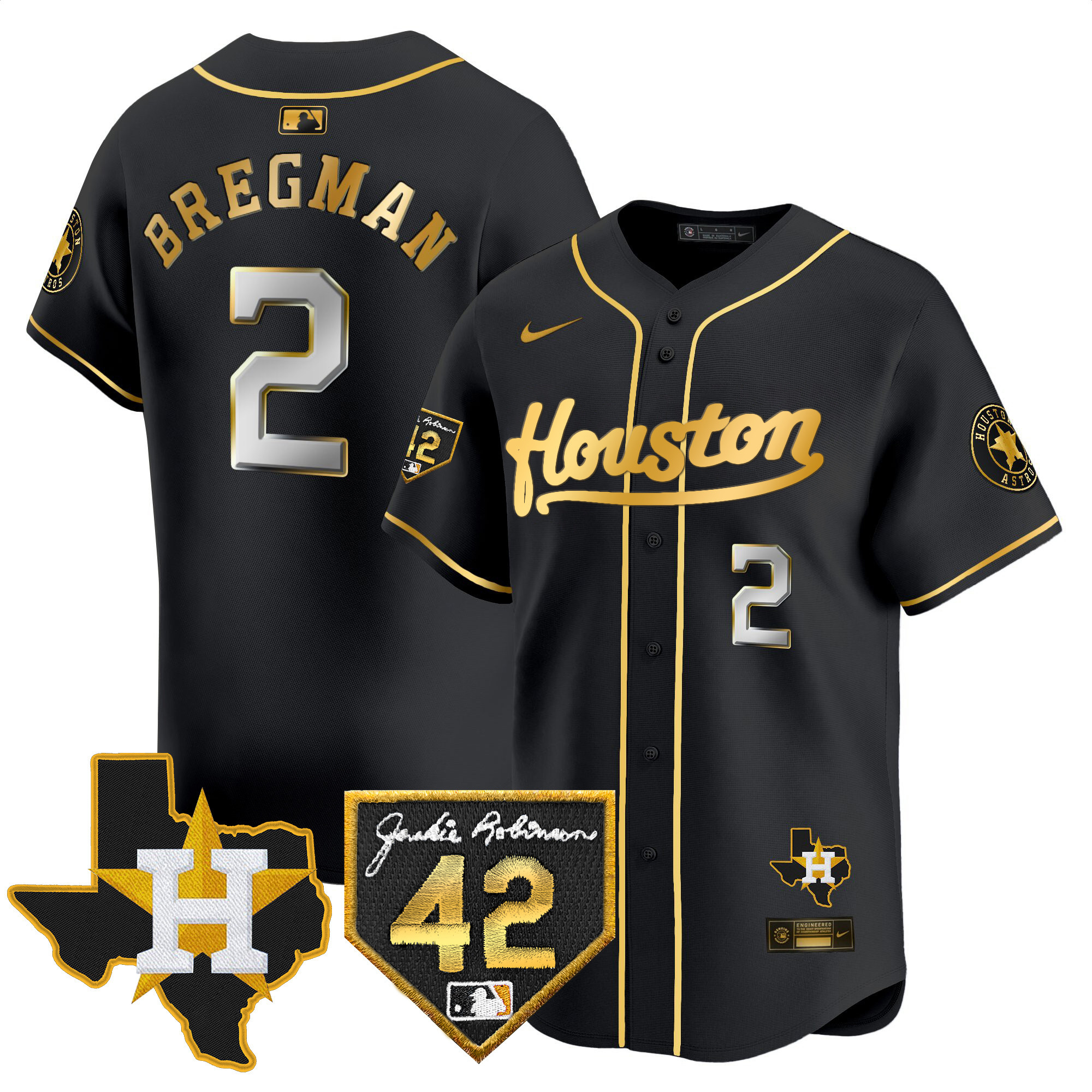 Men's Houston Astros 2024 Jackie Robinson Patch Vapor Premier Limited Jersey - All Stitched