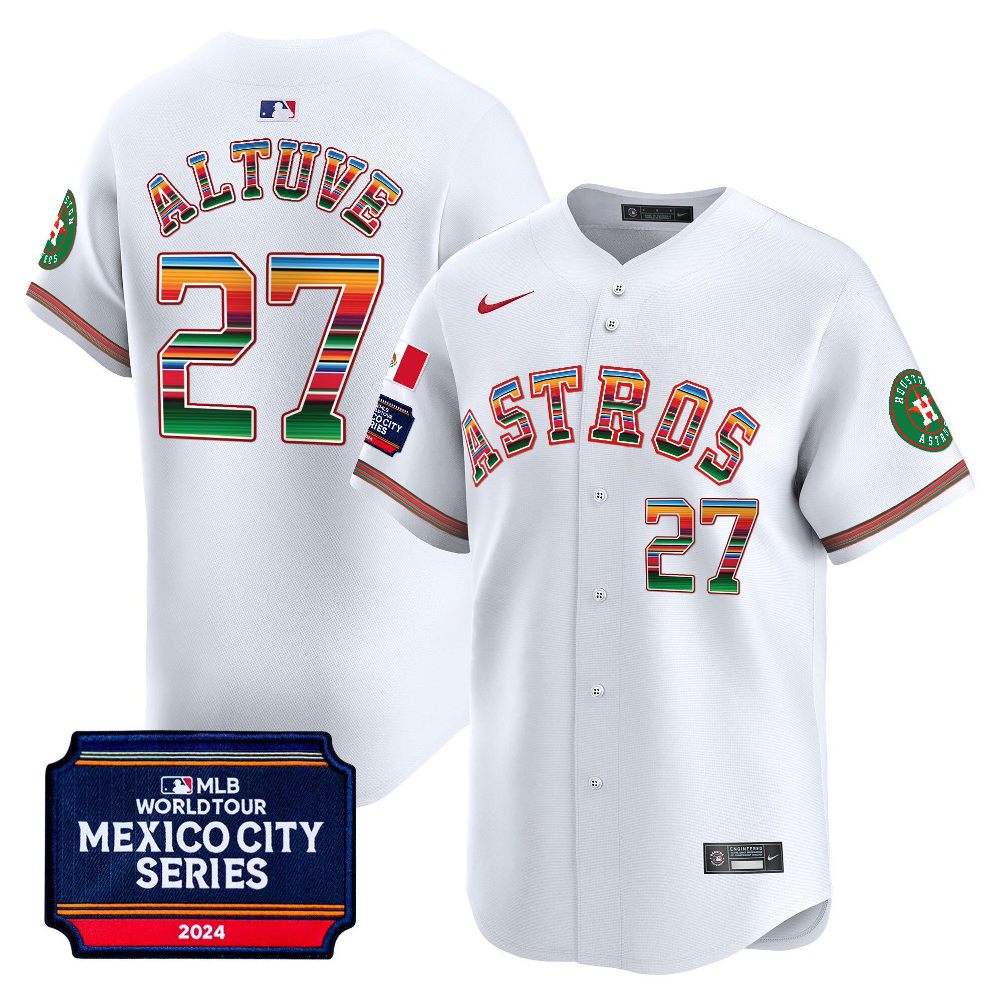 Men's Houston Astros 2024 Mexico City Series Patch Vapor Premier Limited Jersey - All Stitched
