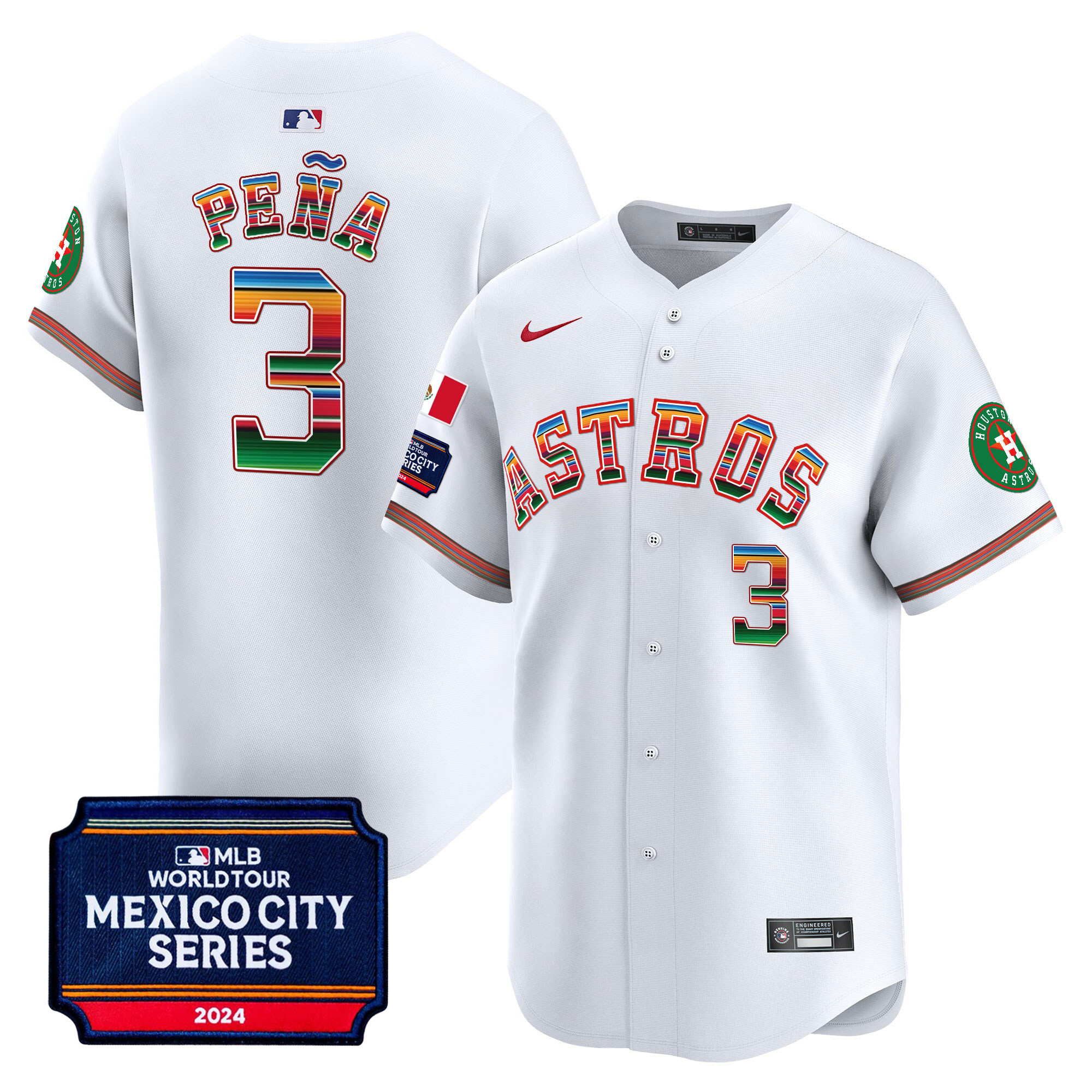 Men's Houston Astros 2024 Mexico City Series Patch Vapor Premier Limited Jersey - All Stitched