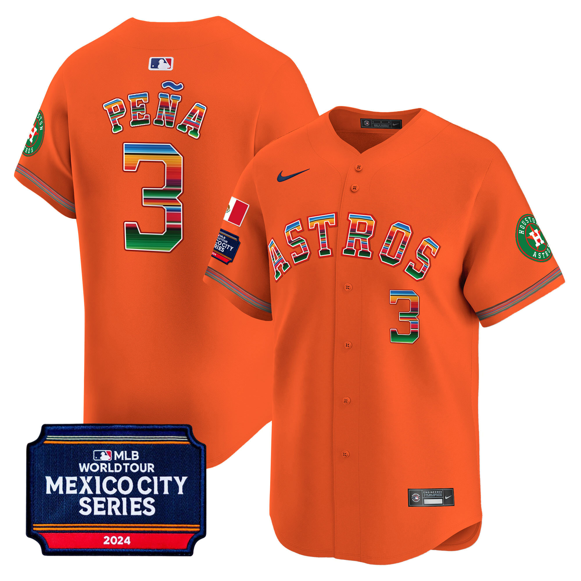 Men's Houston Astros 2024 Mexico City Series Patch Vapor Premier Limited Jersey - All Stitched