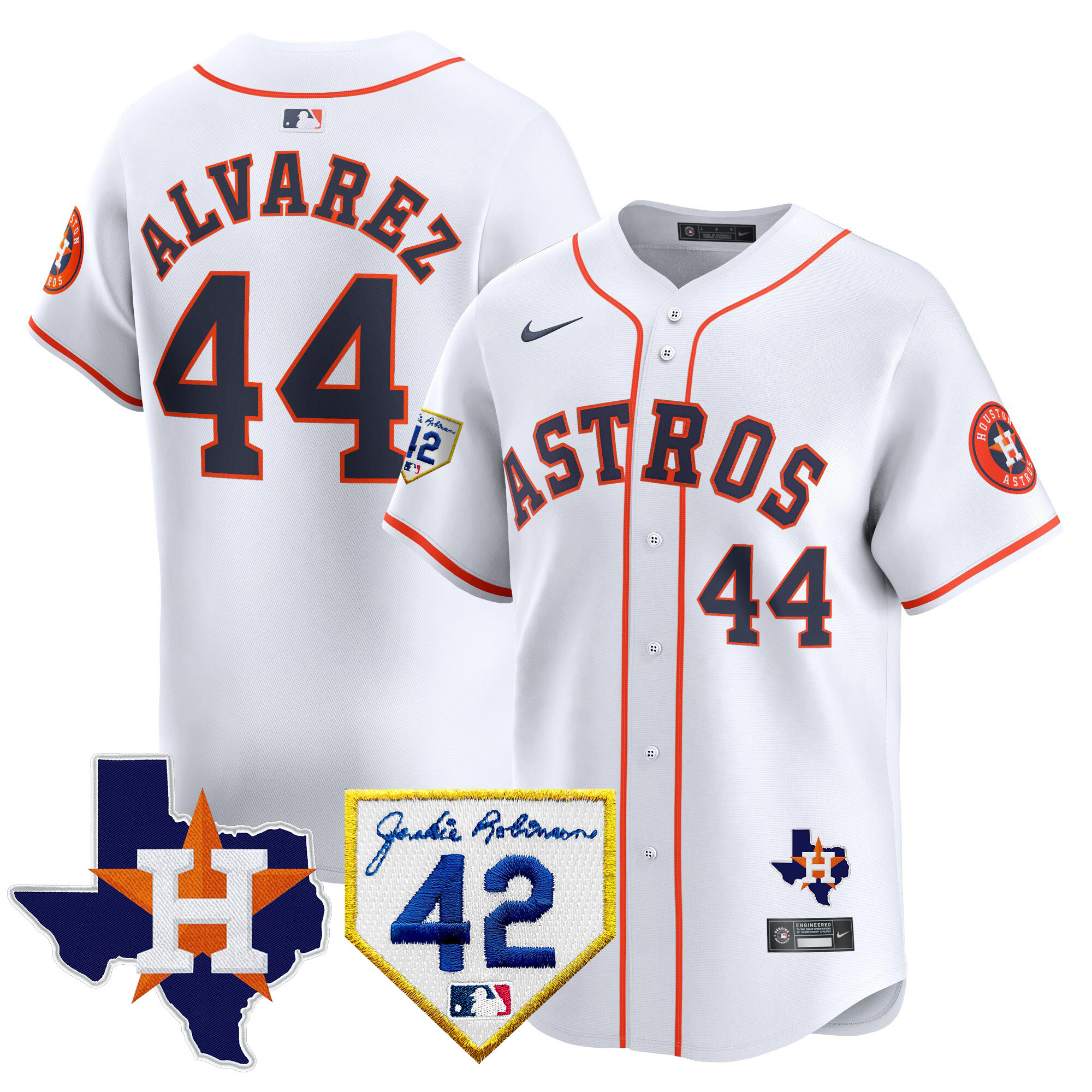 Men's Houston Astros 2024 Robinson & Texas Patch Vapor Premier Limited Jersey - All Stitched