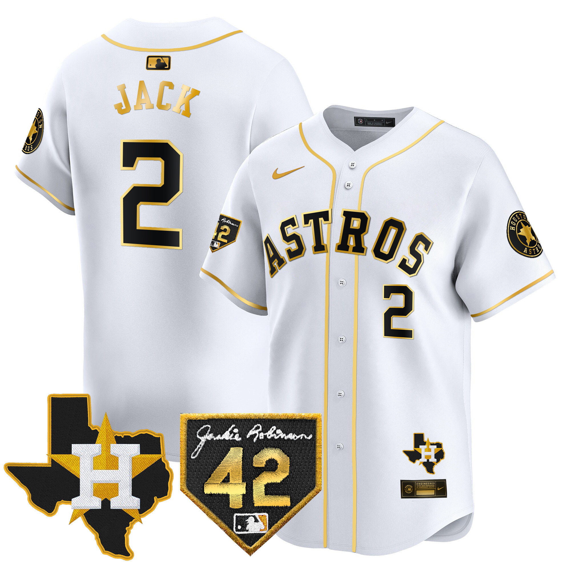 Men's Houston Astros 2024 Robinson & Texas Patch Vapor Premier Limited Jersey - All Stitched