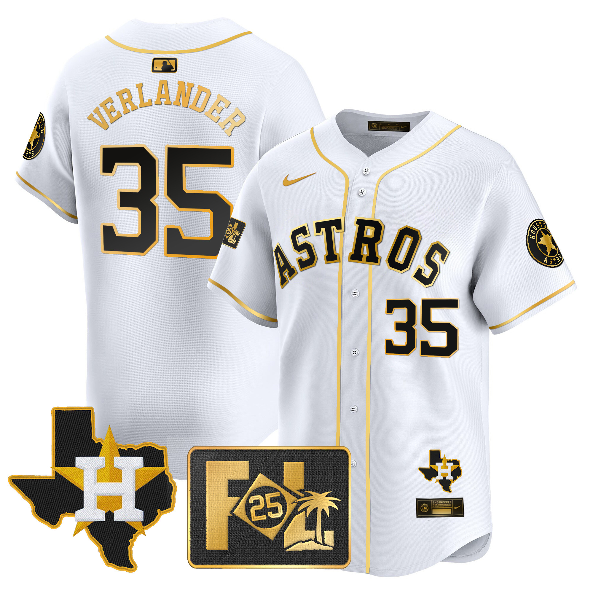 Men's Houston Astros 2025 Spring Training & Texas Patch Vapor Premier Limited Jersey - All Stitched