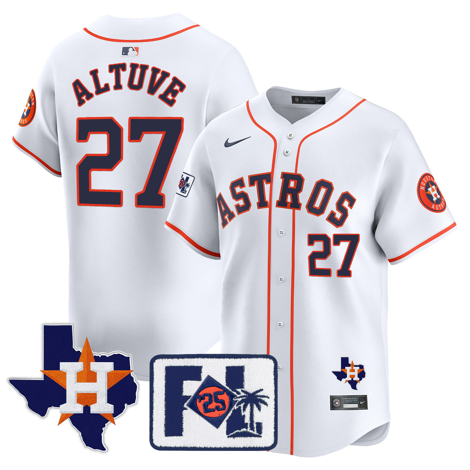 Men's Houston Astros 2025 Spring Training & Texas Patch Vapor Premier Limited Jersey - All Stitched
