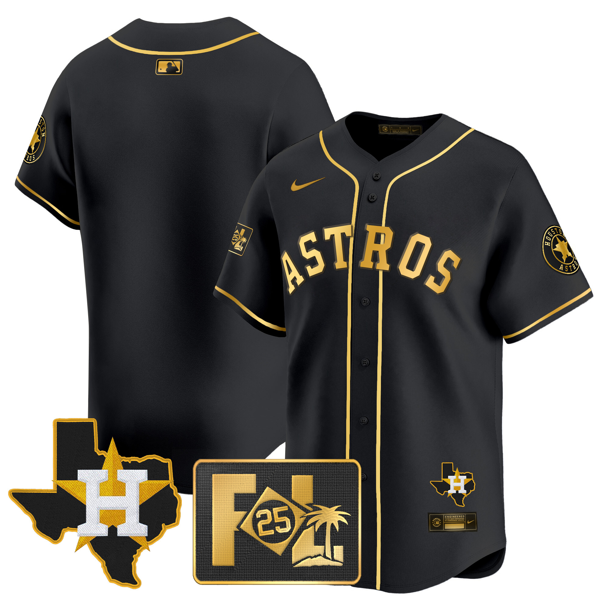 Men's Houston Astros 2025 Spring Training & Texas Patch Vapor Premier Limited Jersey - All Stitched