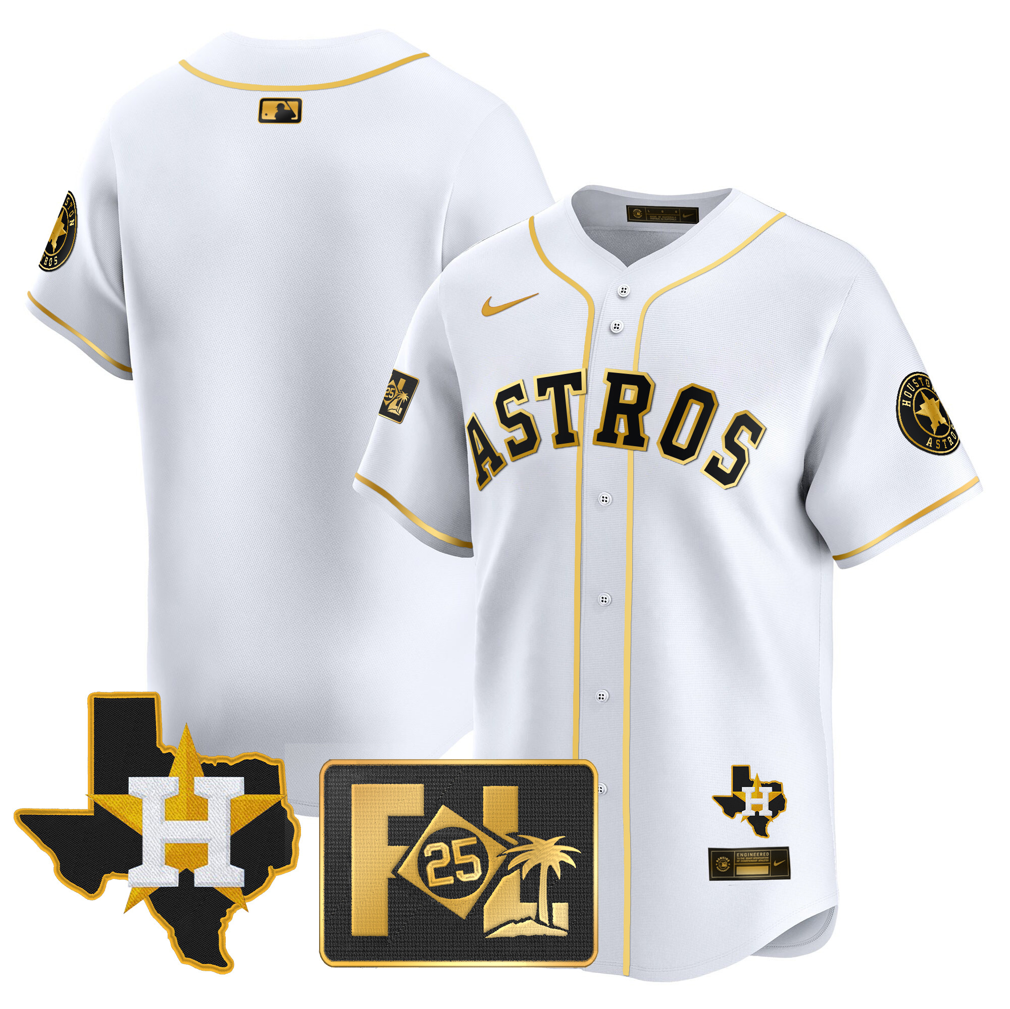 Men's Houston Astros 2025 Spring Training & Texas Patch Vapor Premier Limited Jersey - All Stitched