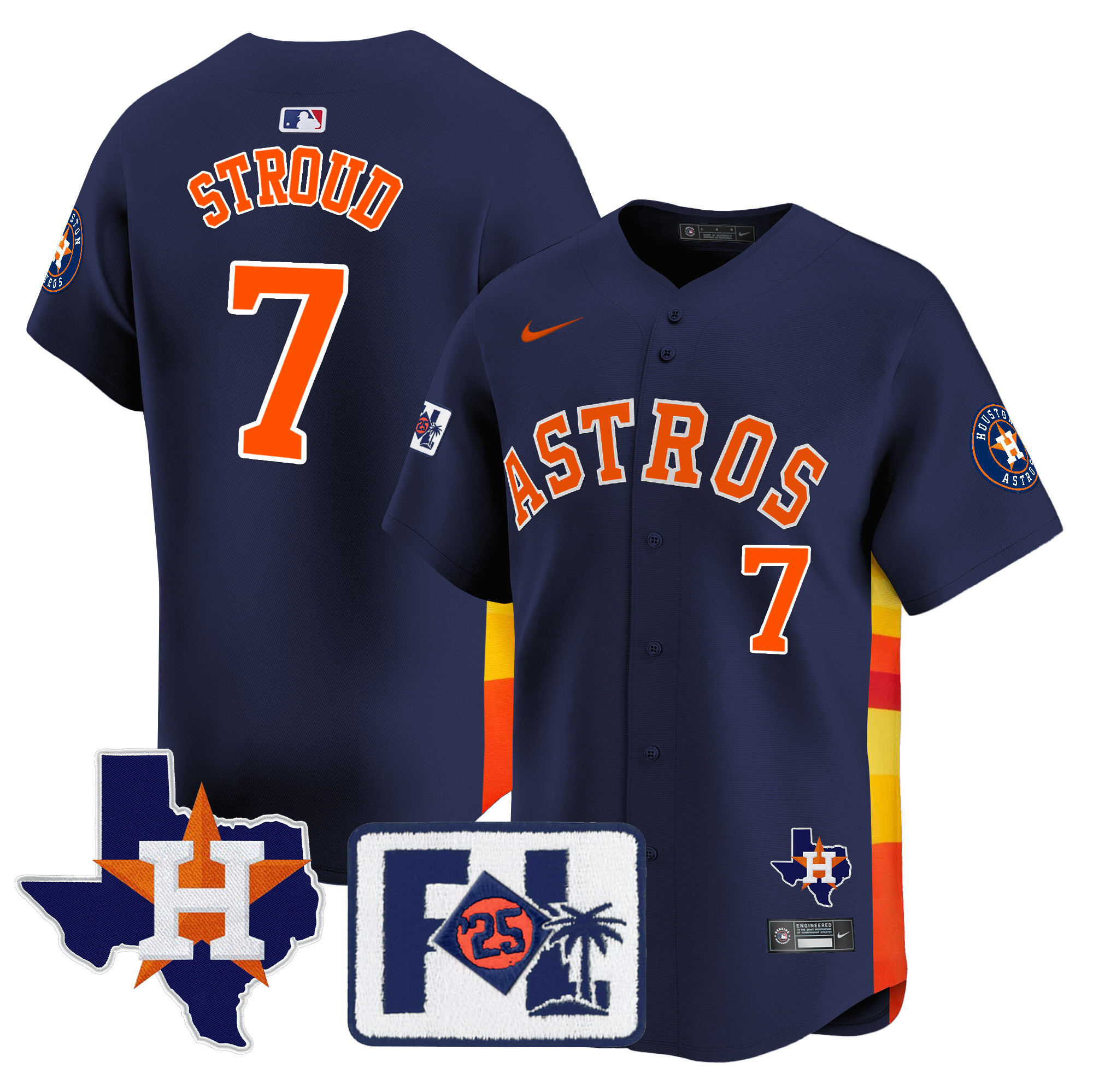 Men's Houston Astros 2025 Spring Training & Texas Patch Vapor Premier Limited Jersey - All Stitched