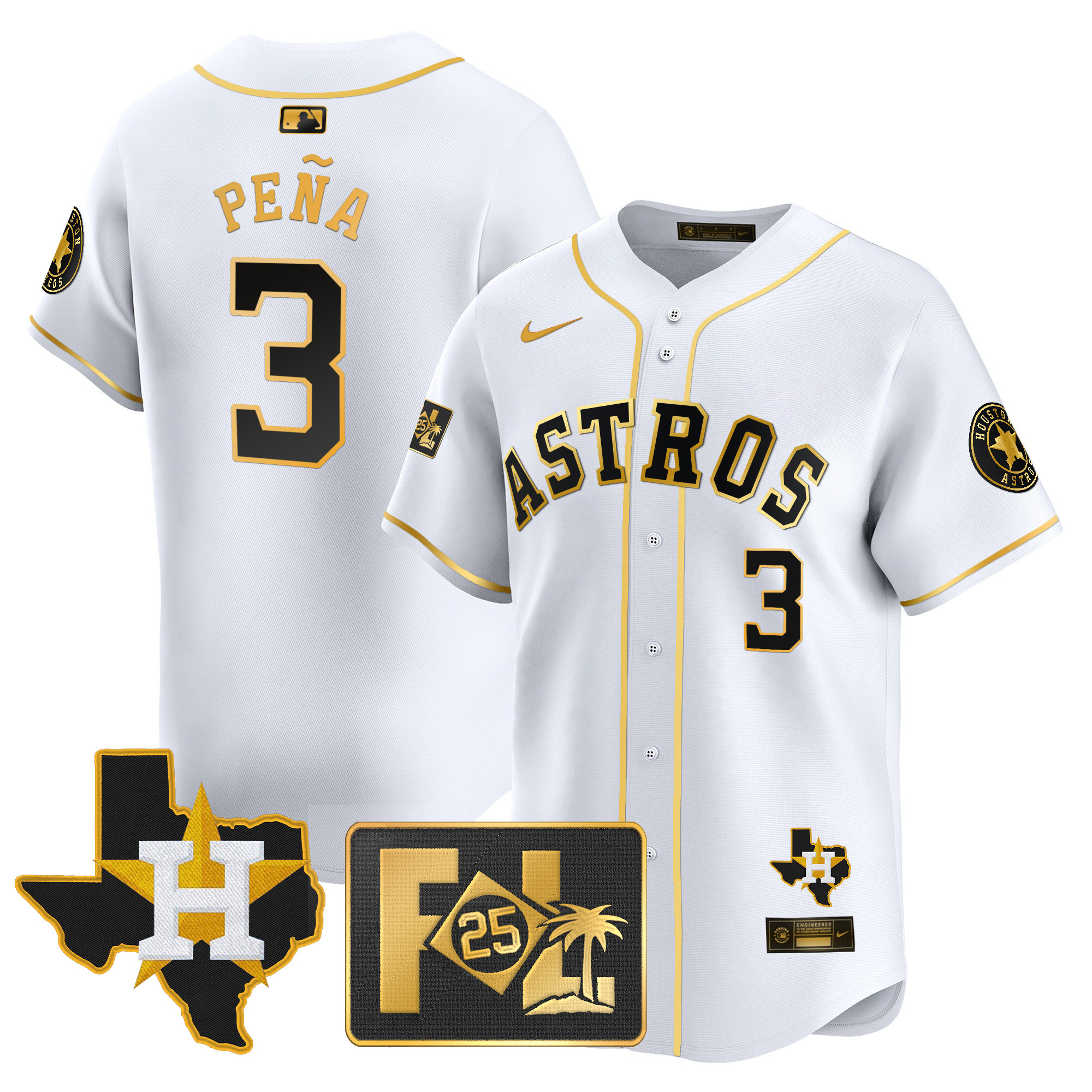 Men's Houston Astros 2025 Spring Training & Texas Patch Vapor Premier Limited Jersey - All Stitched