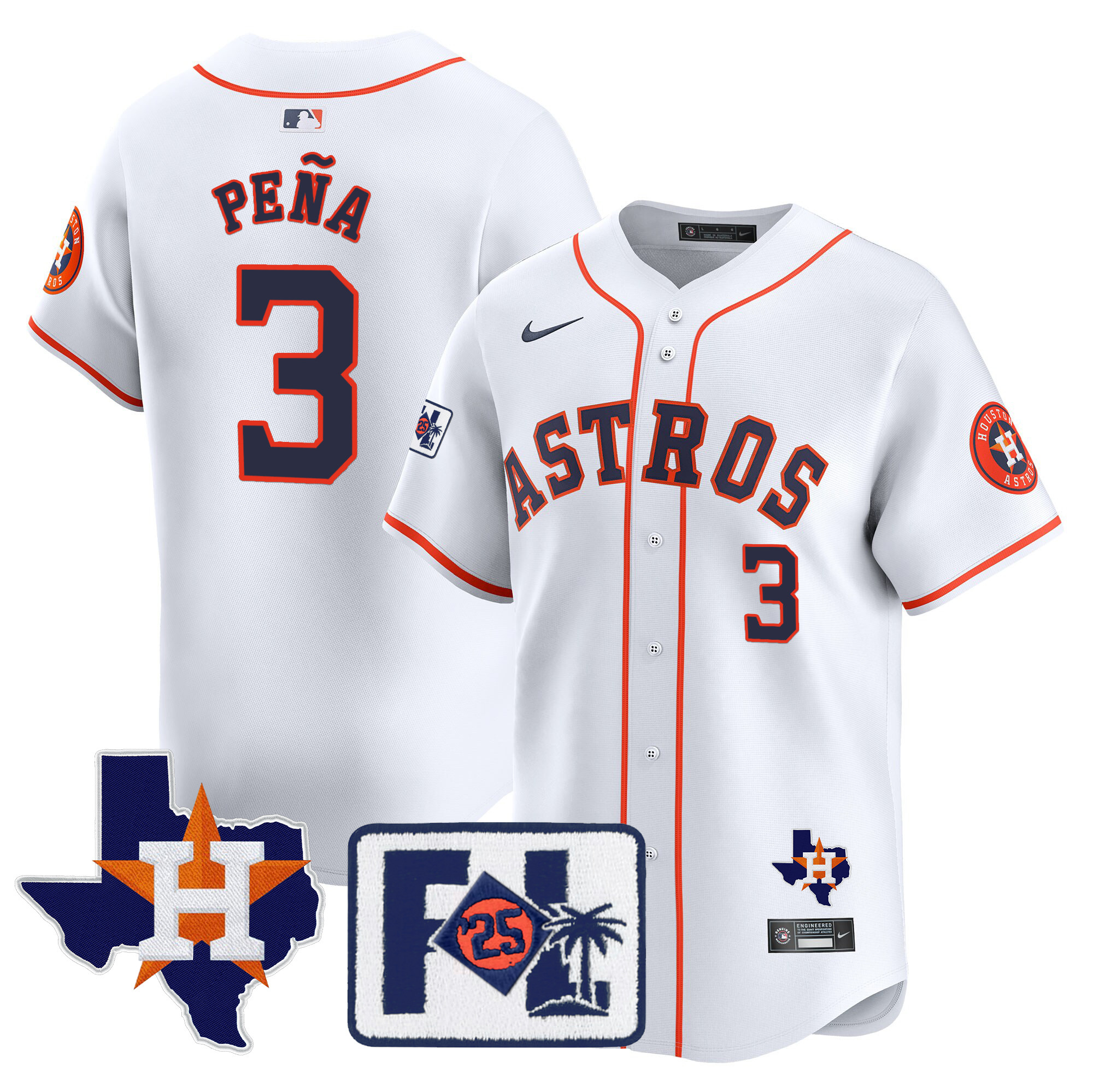 Men's Houston Astros 2025 Spring Training & Texas Patch Vapor Premier Limited Jersey - All Stitched