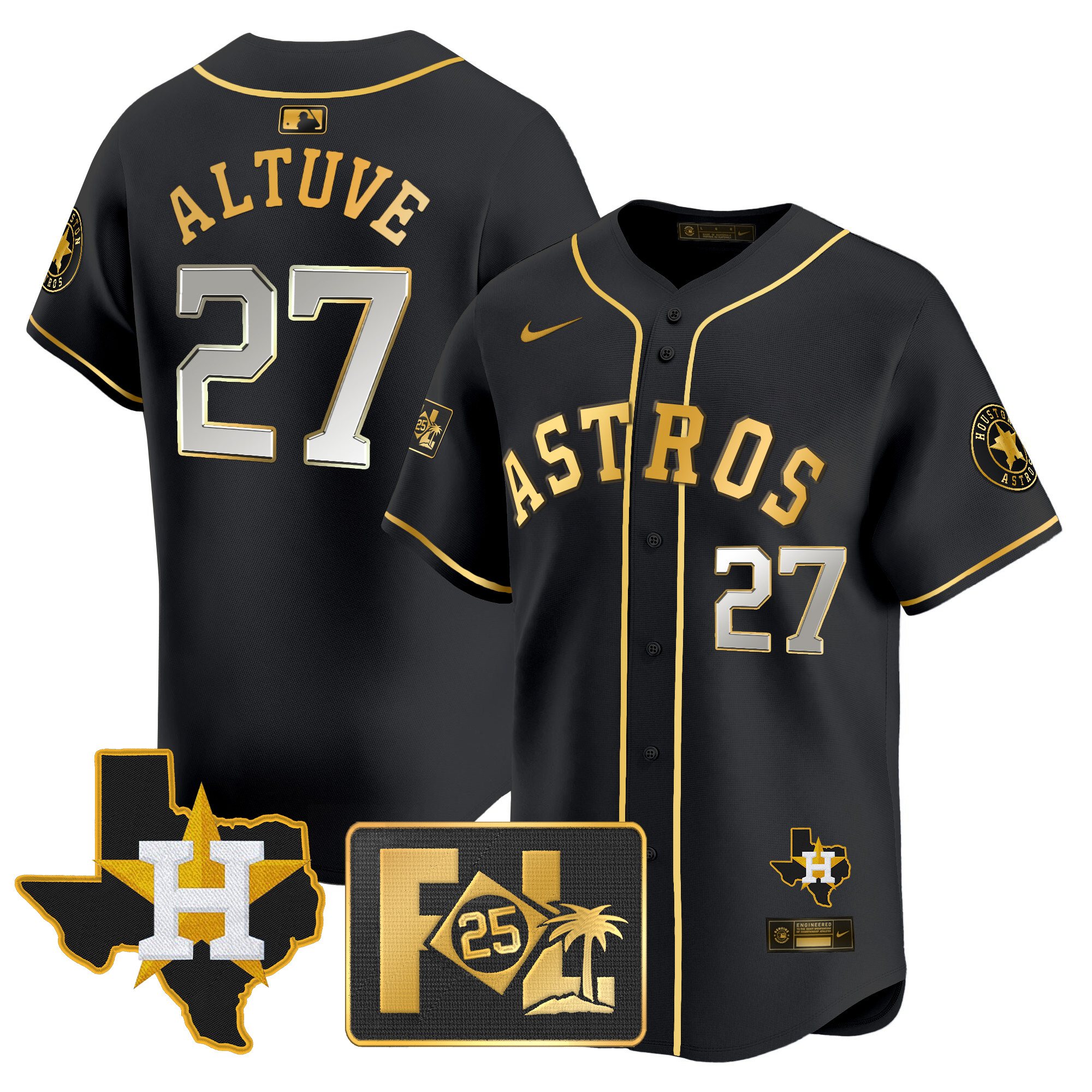 Men's Houston Astros 2025 Spring Training & Texas Patch Vapor Premier Limited Jersey - All Stitched