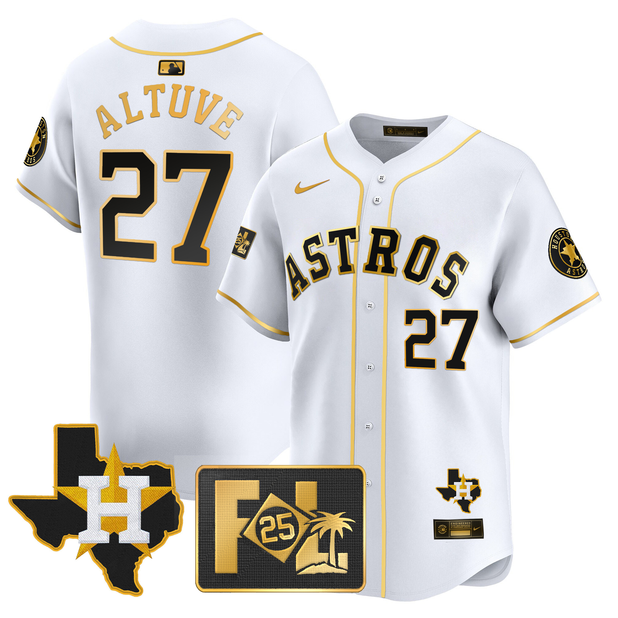 Men's Houston Astros 2025 Spring Training & Texas Patch Vapor Premier Limited Jersey - All Stitched