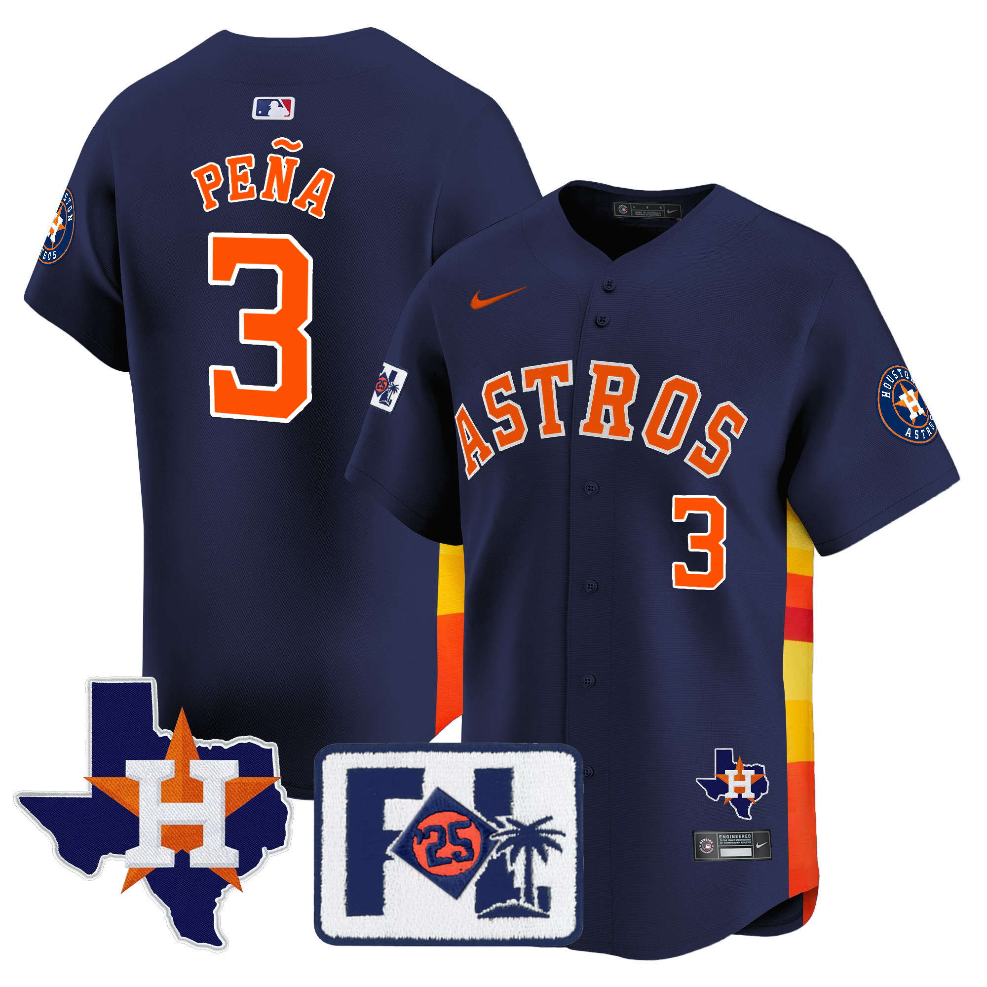 Men's Houston Astros 2025 Spring Training & Texas Patch Vapor Premier Limited Jersey - All Stitched