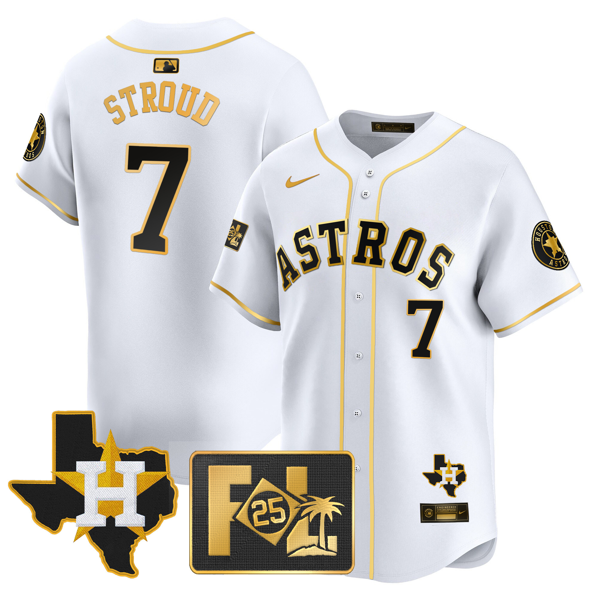 Men's Houston Astros 2025 Spring Training & Texas Patch Vapor Premier Limited Jersey - All Stitched