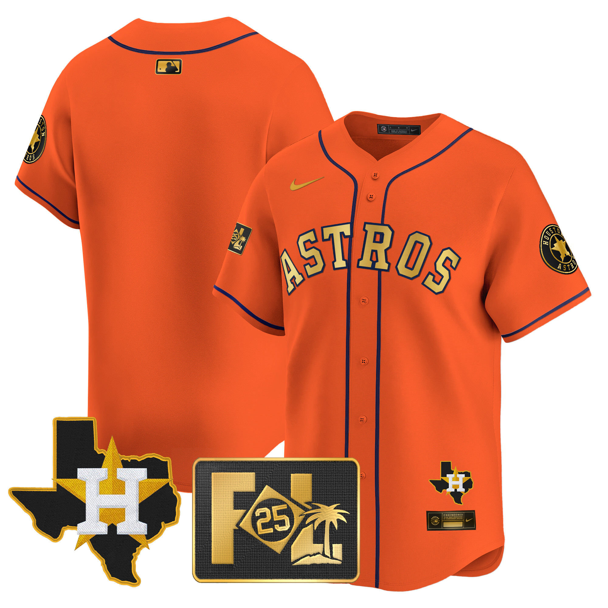 Men's Houston Astros 2025 Spring Training & Texas Patch Vapor Premier Limited Jersey - All Stitched