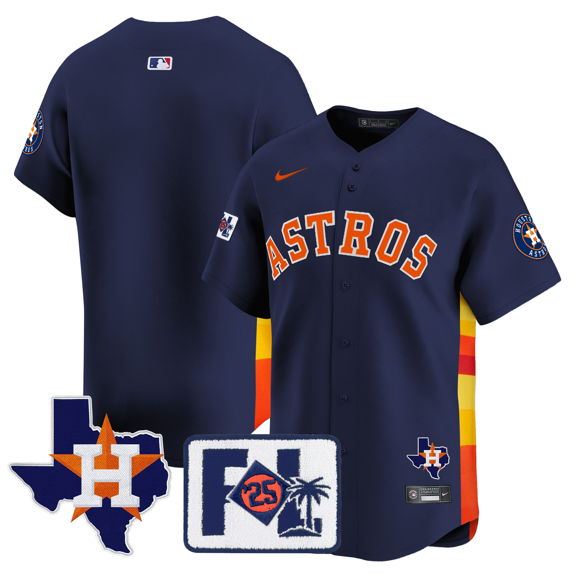 Men's Houston Astros 2025 Spring Training & Texas Patch Vapor Premier Limited Jersey - All Stitched