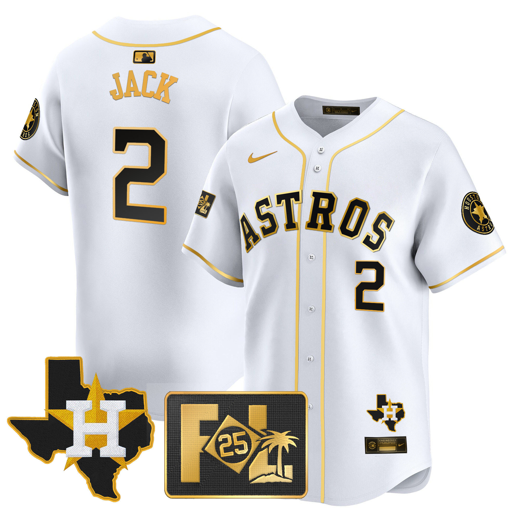 Men's Houston Astros 2025 Spring Training & Texas Patch Vapor Premier Limited Jersey - All Stitched