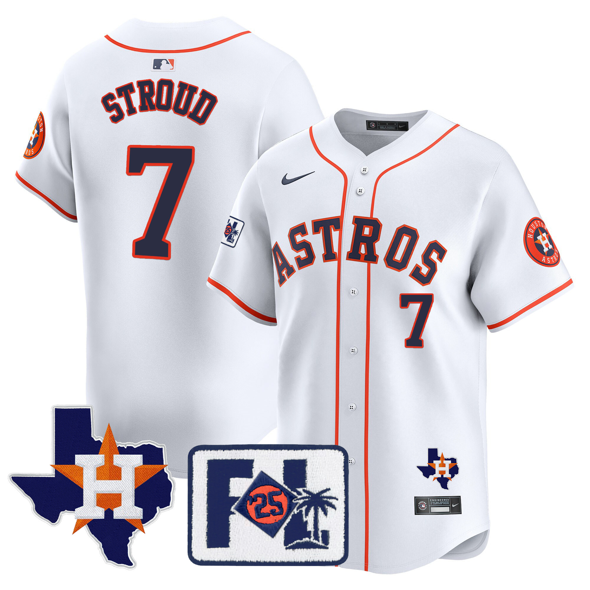 Men's Houston Astros 2025 Spring Training & Texas Patch Vapor Premier Limited Jersey - All Stitched