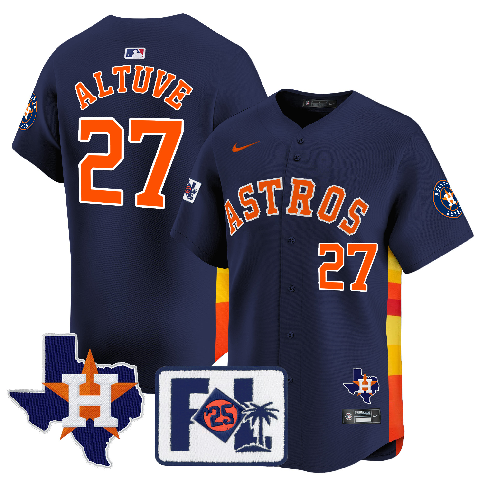 Men's Houston Astros 2025 Spring Training & Texas Patch Vapor Premier Limited Jersey - All Stitched