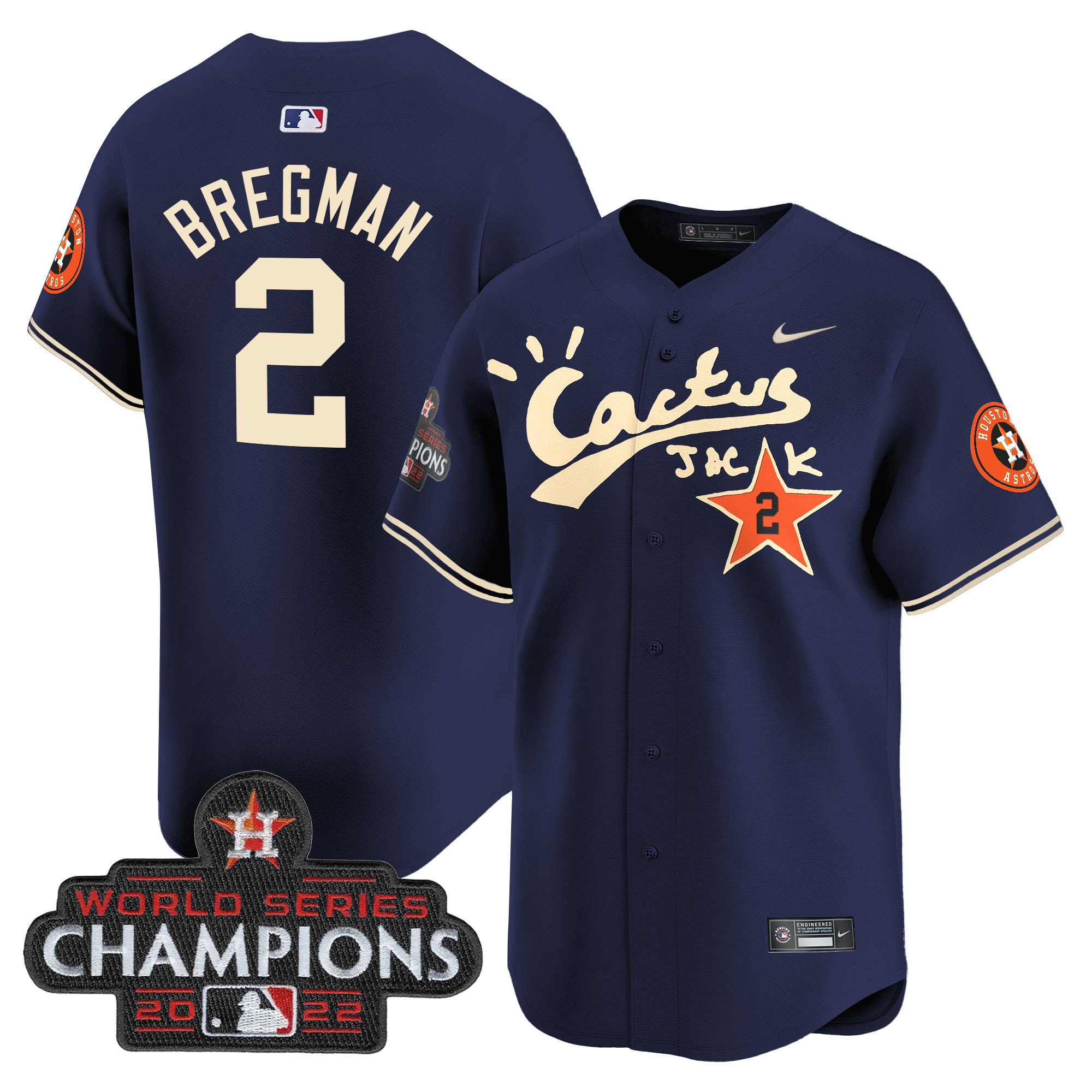 Men's Houston Astros Cactus Jack Champions Patch Vapor Premier Limited Jersey - All Stitched