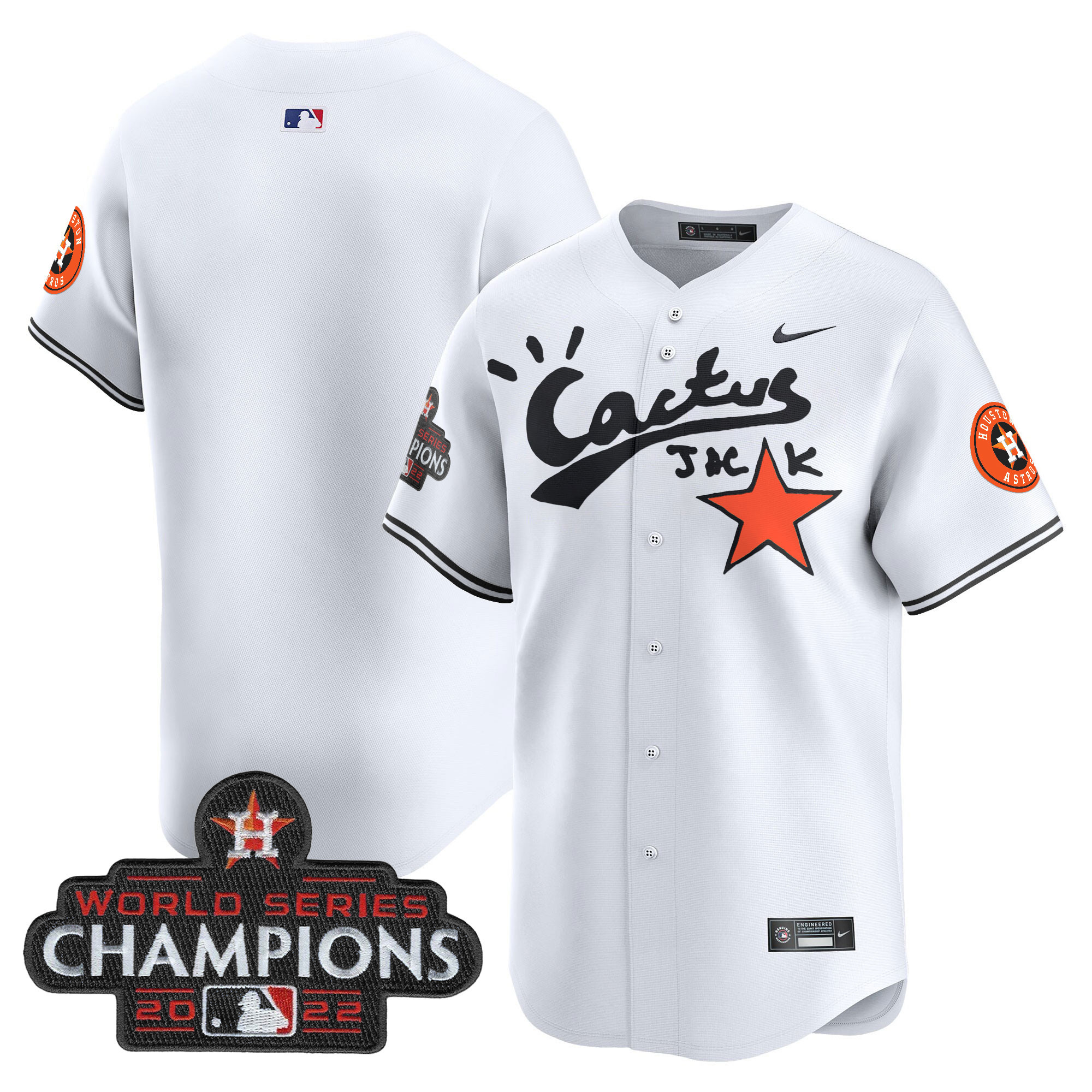 Men's Houston Astros Cactus Jack Champions Patch Vapor Premier Limited Jersey - All Stitched