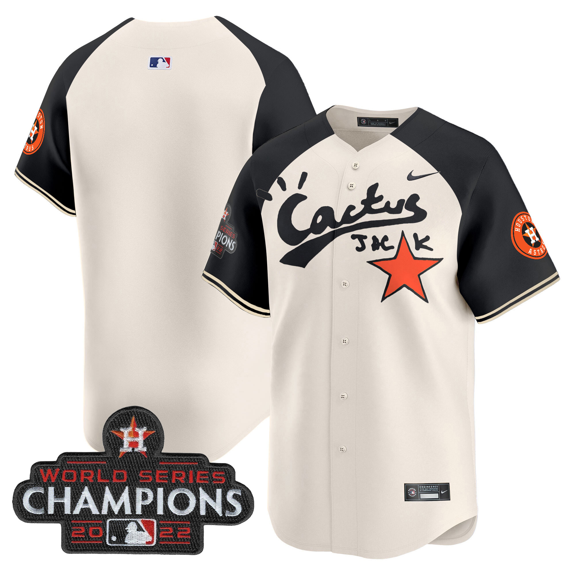 Men's Houston Astros Cactus Jack Champions Patch Vapor Premier Limited Jersey - All Stitched