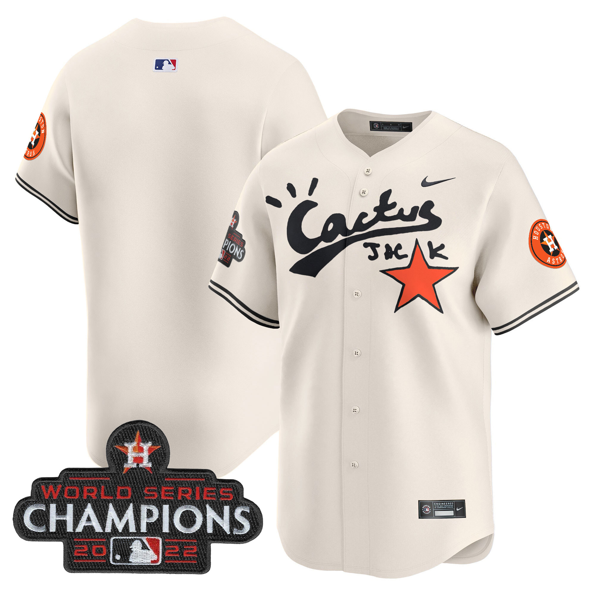 Men's Houston Astros Cactus Jack Champions Patch Vapor Premier Limited Jersey - All Stitched
