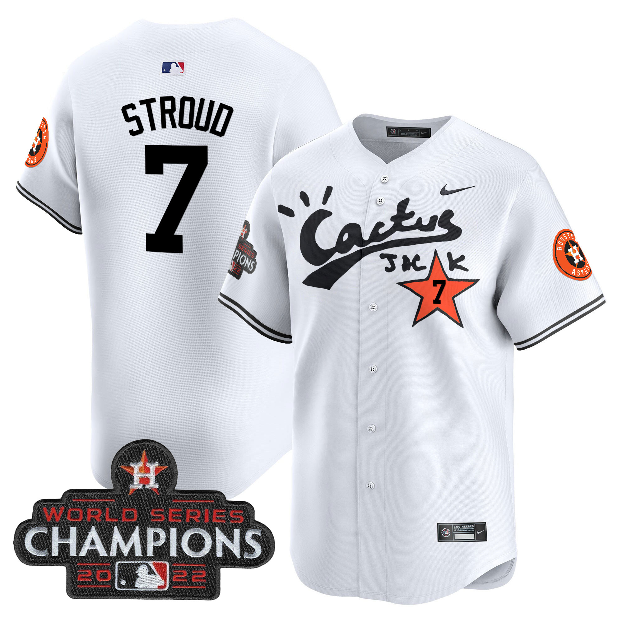 Men's Houston Astros Cactus Jack Champions Patch Vapor Premier Limited Jersey - All Stitched
